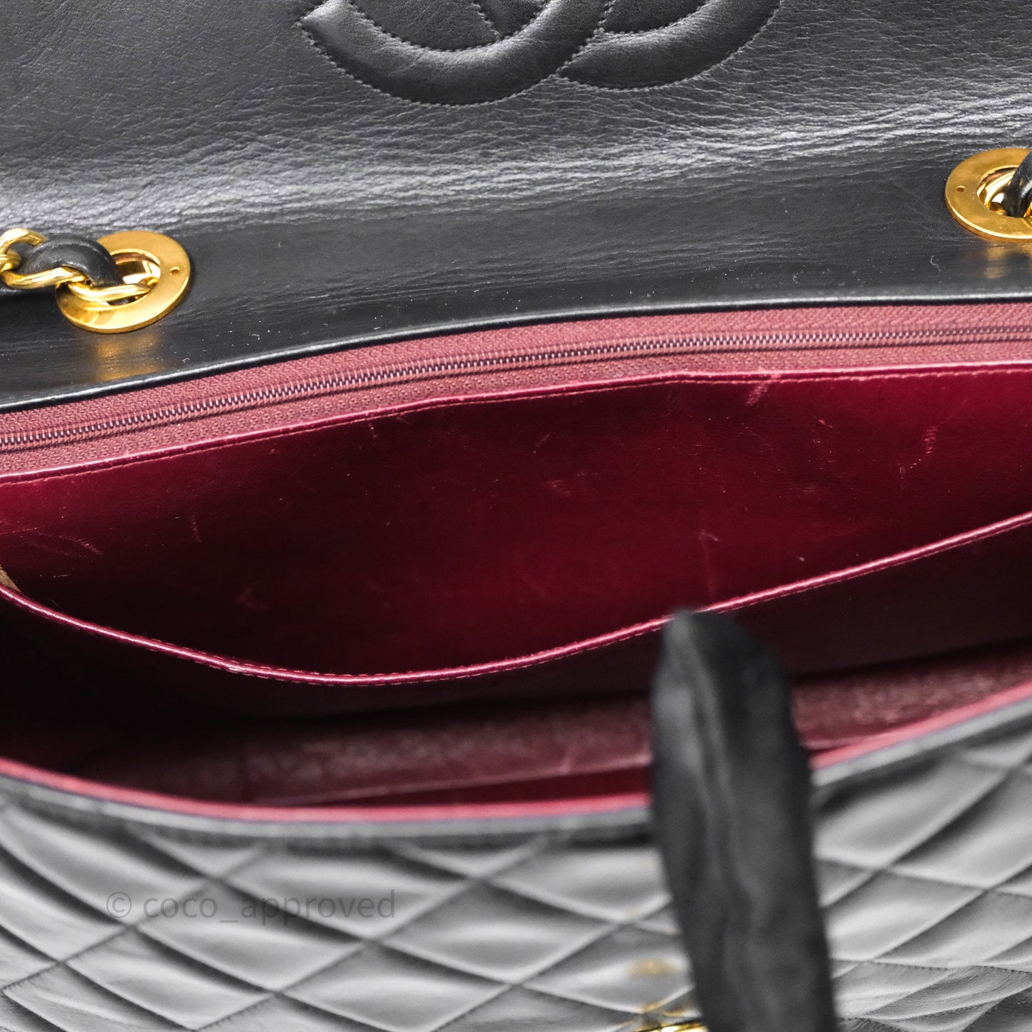 Chanel Vintage Jumbo Single Flap Black Lambskin 24K Gold Hardware