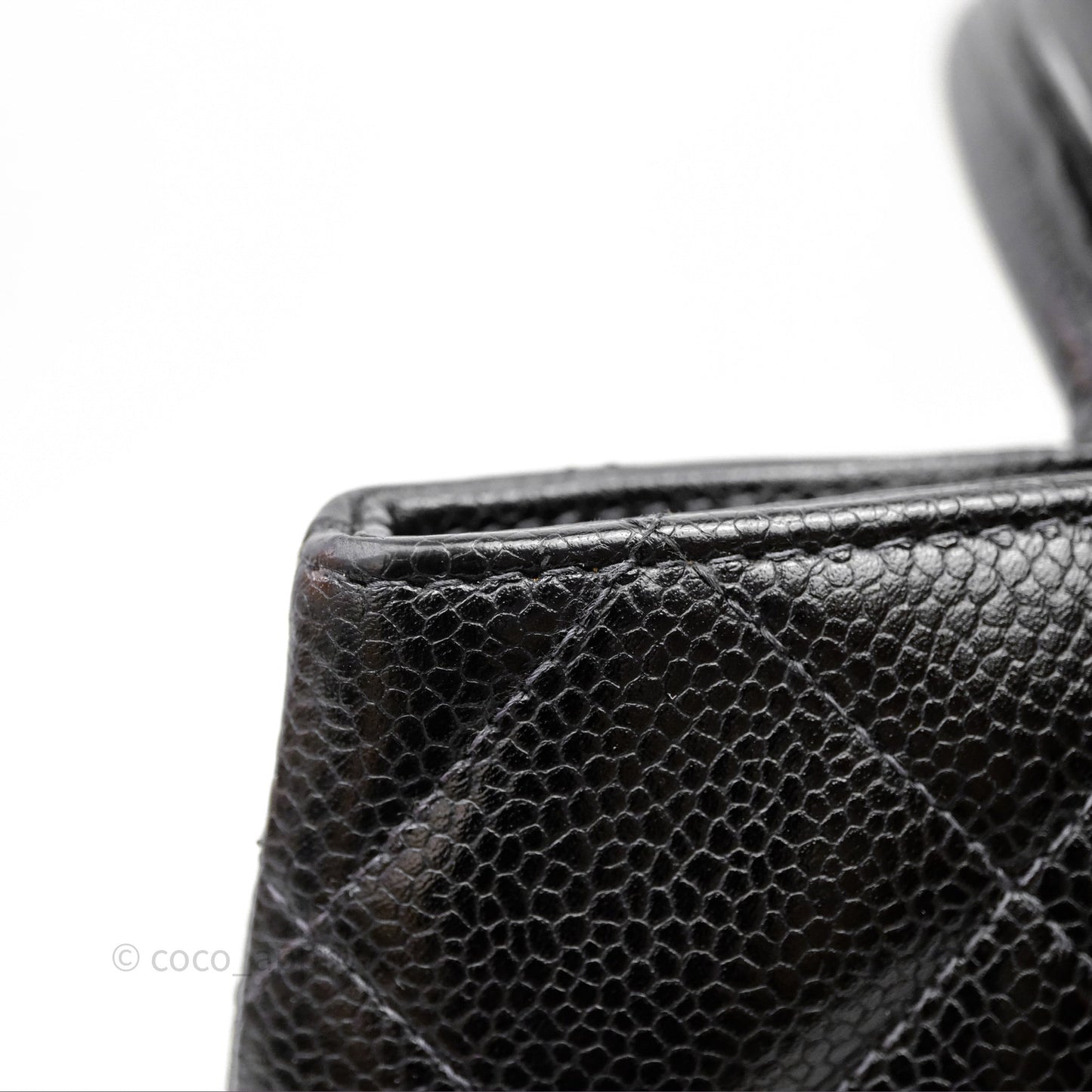 Chanel Vintage Medallion CC Black Caviar Tote Bag Silver Hardware