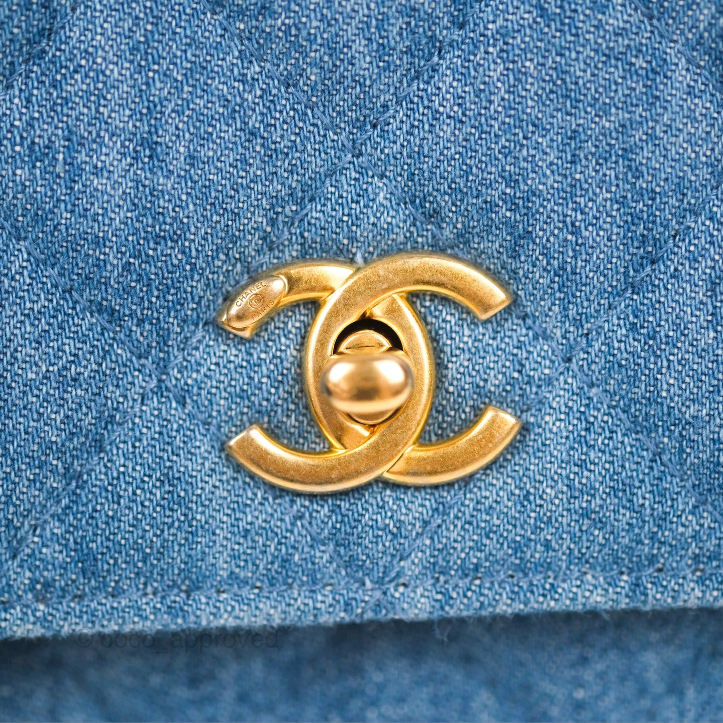 Chanel Quilted Pearl Crush Wallet on Chain WOC Denim Aged Gold Hardware