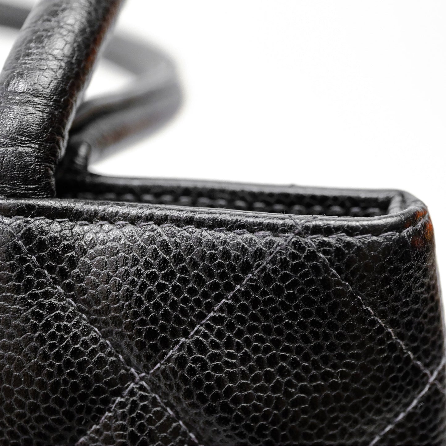 Chanel Vintage Medallion CC Black Caviar Tote Bag Silver Hardware