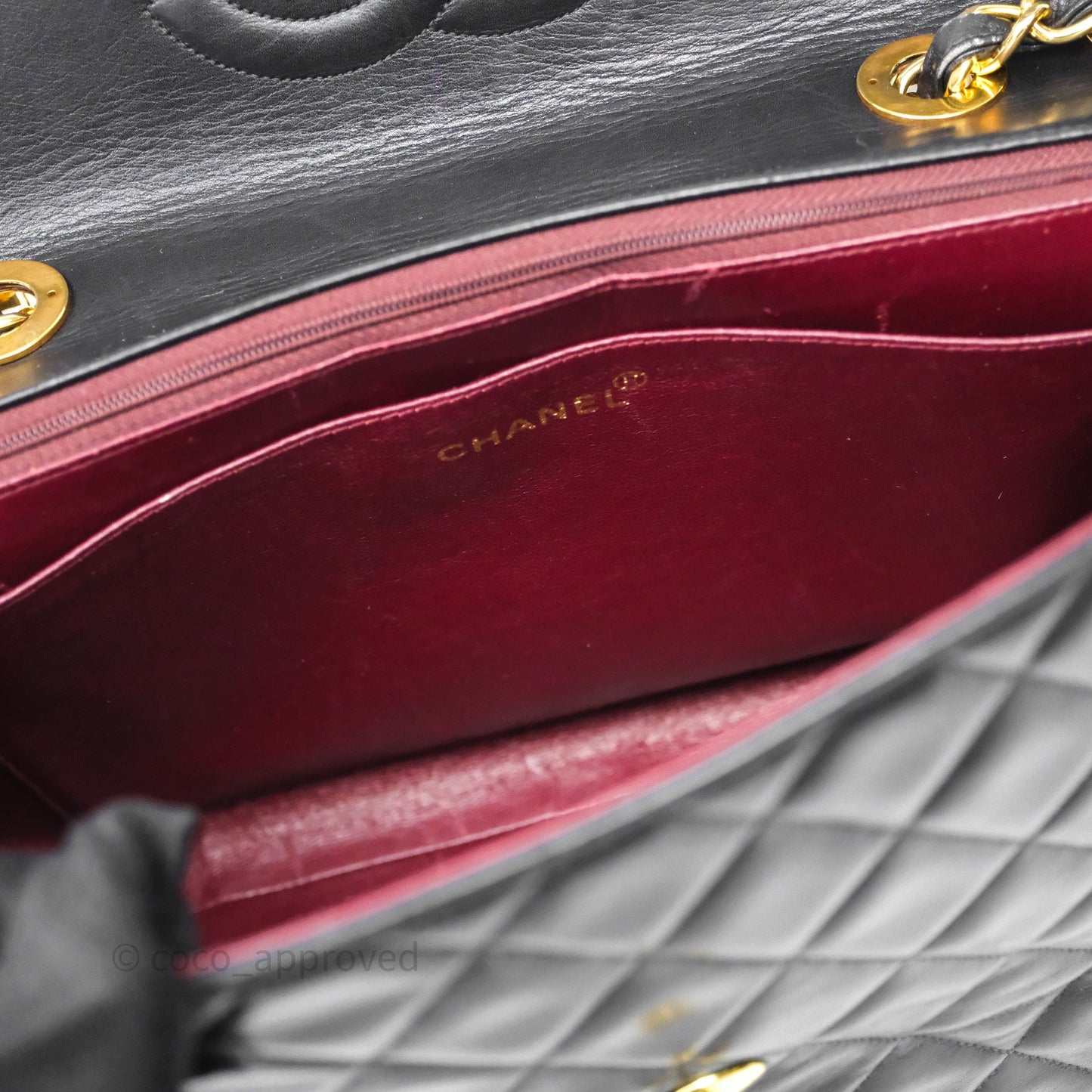 Chanel Vintage Jumbo Single Flap Black Lambskin 24K Gold Hardware