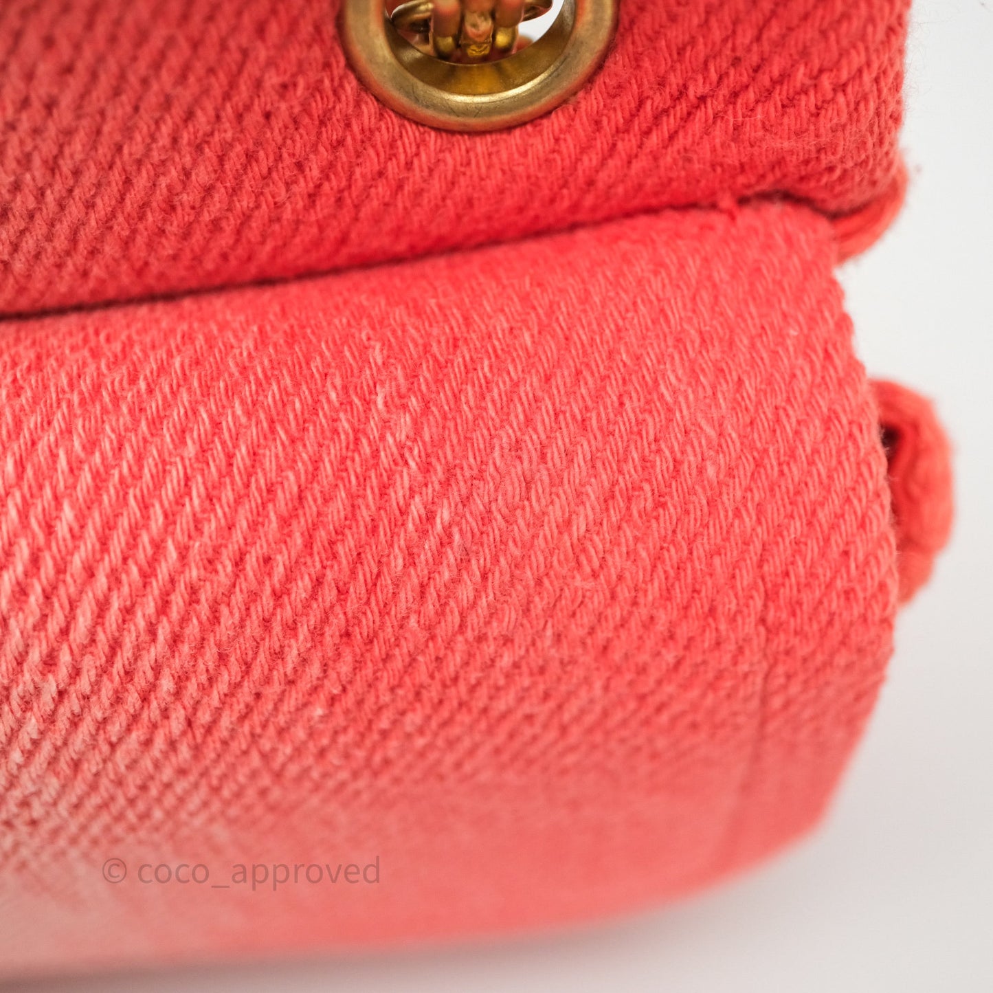 Chanel Reissue 225 Quilted Coral Ombre Denim Aged Gold Hardware