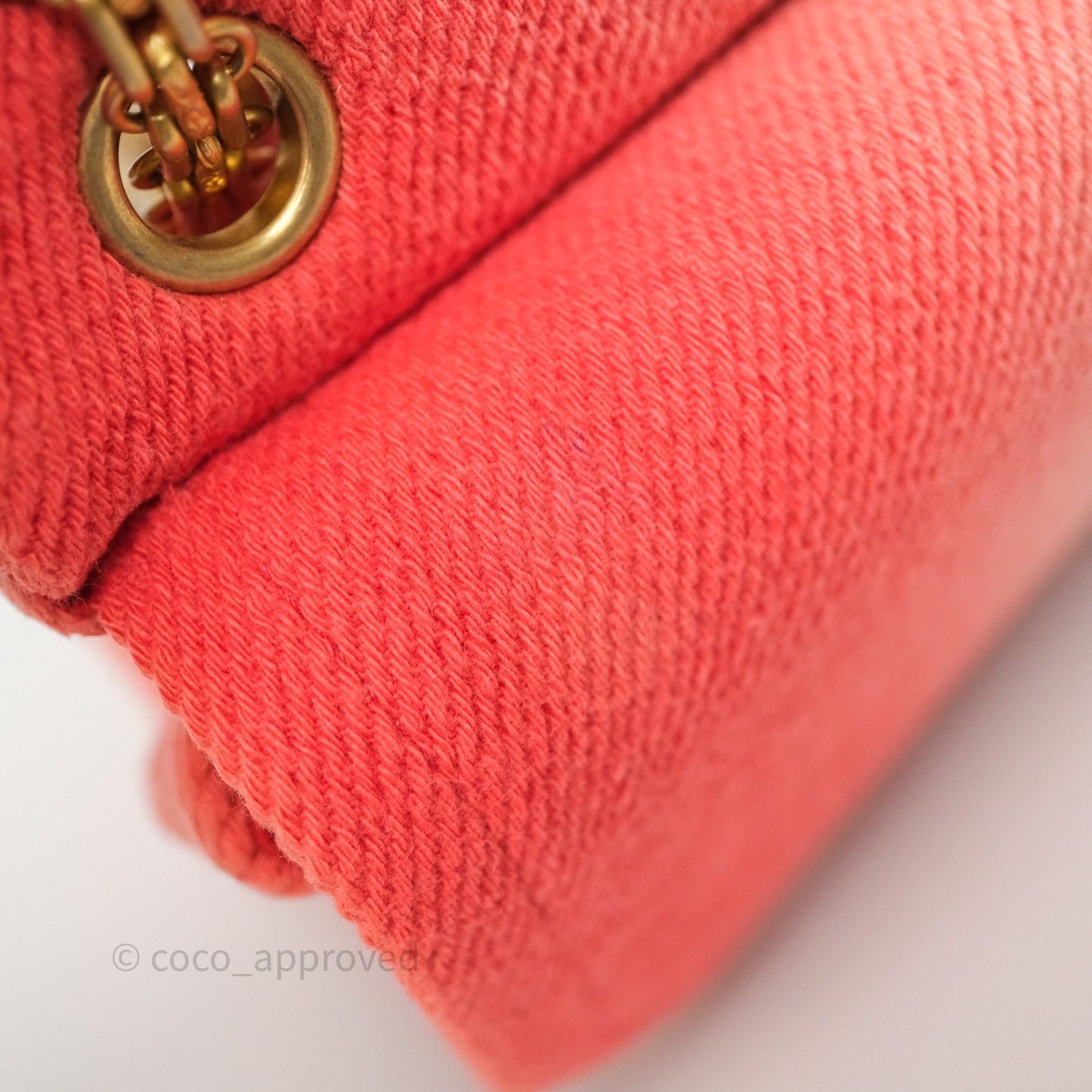 Chanel Reissue 225 Quilted Coral Ombre Denim Aged Gold Hardware