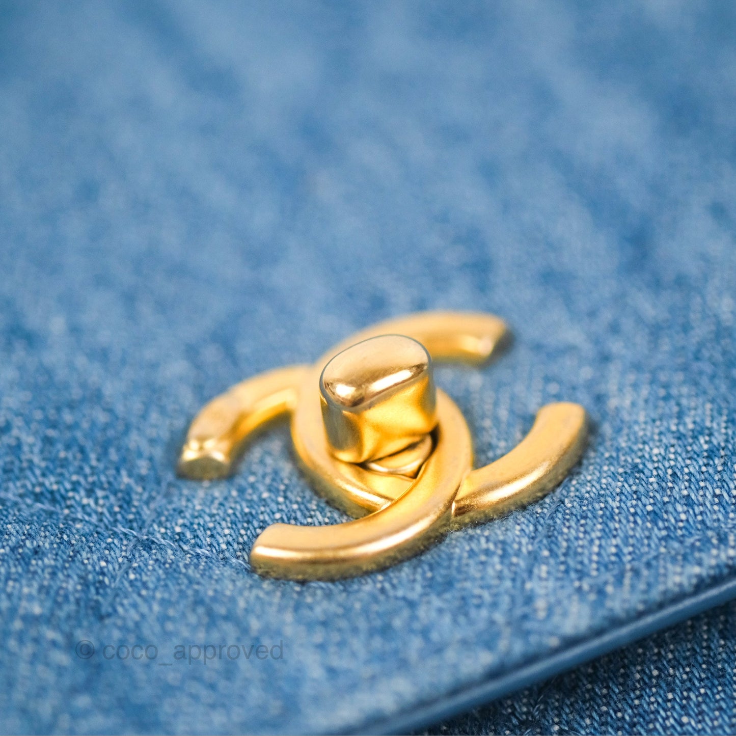 Chanel Quilted Pearl Crush Wallet on Chain WOC Denim Aged Gold Hardware
