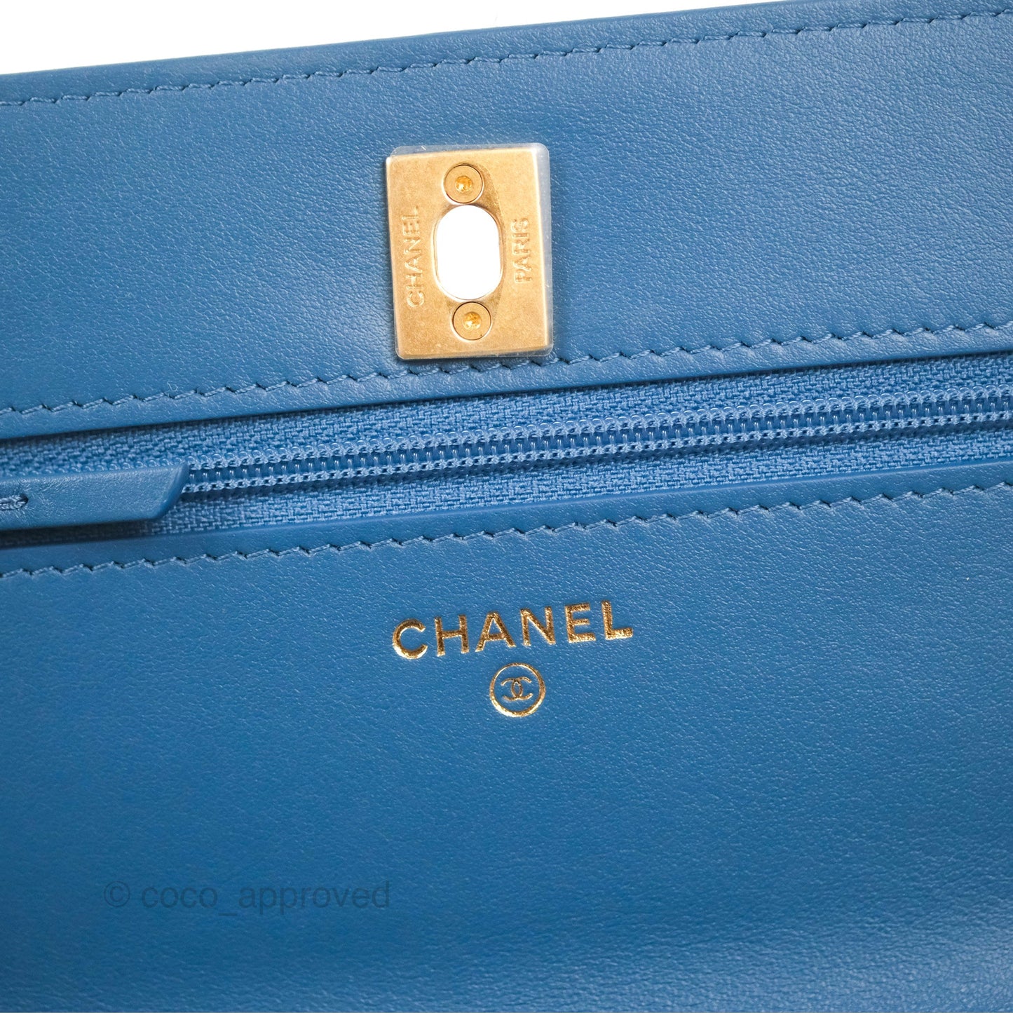 Chanel Quilted Pearl Crush Wallet on Chain WOC Denim Aged Gold Hardware