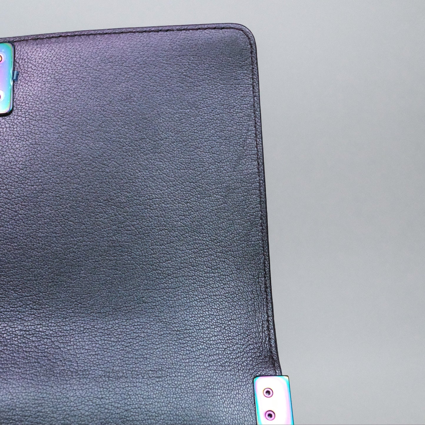 Chanel Boy Medium Quilted Boy Purple Mermaid Iridescent Calfskin