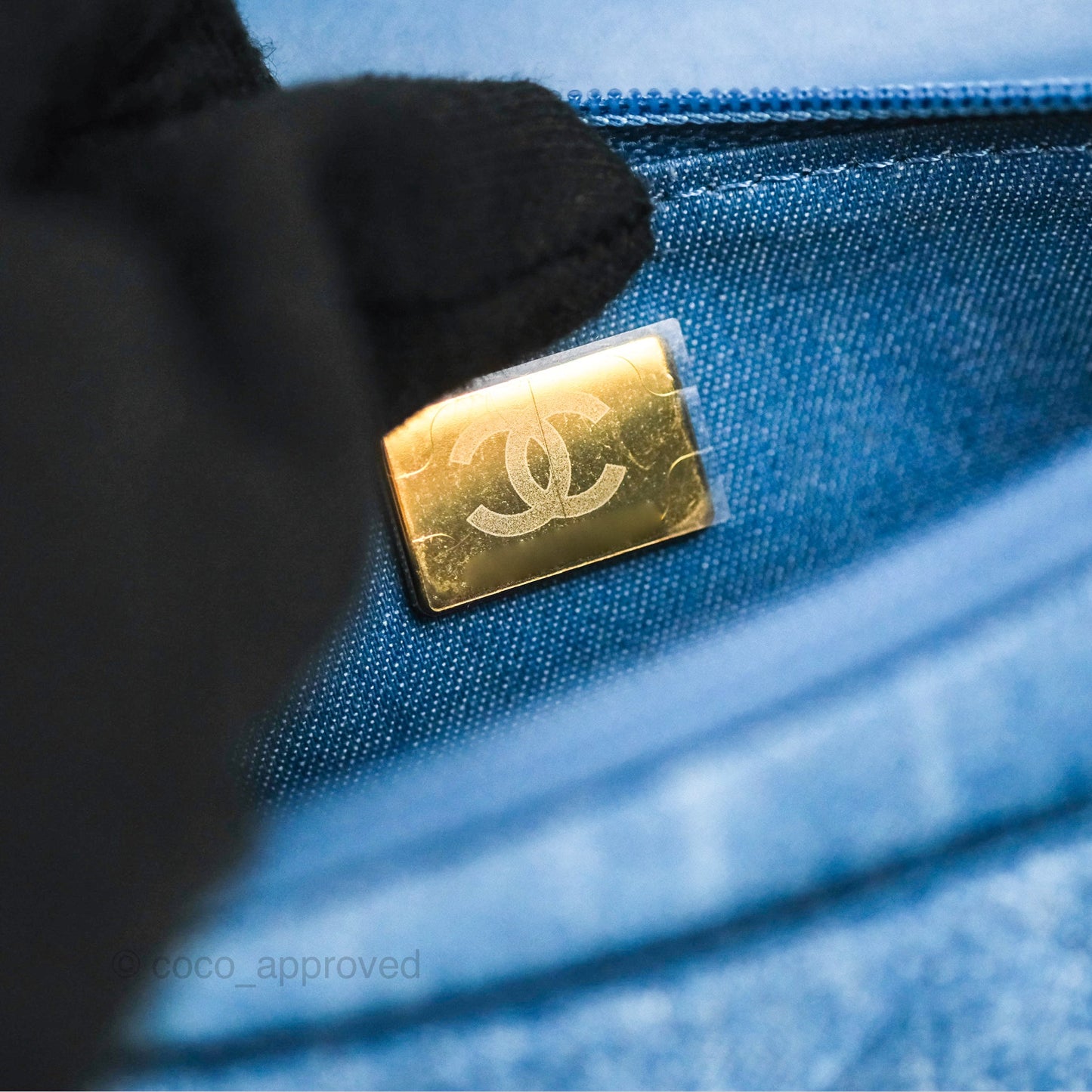 Chanel Quilted Pearl Crush Wallet on Chain WOC Denim Aged Gold Hardware
