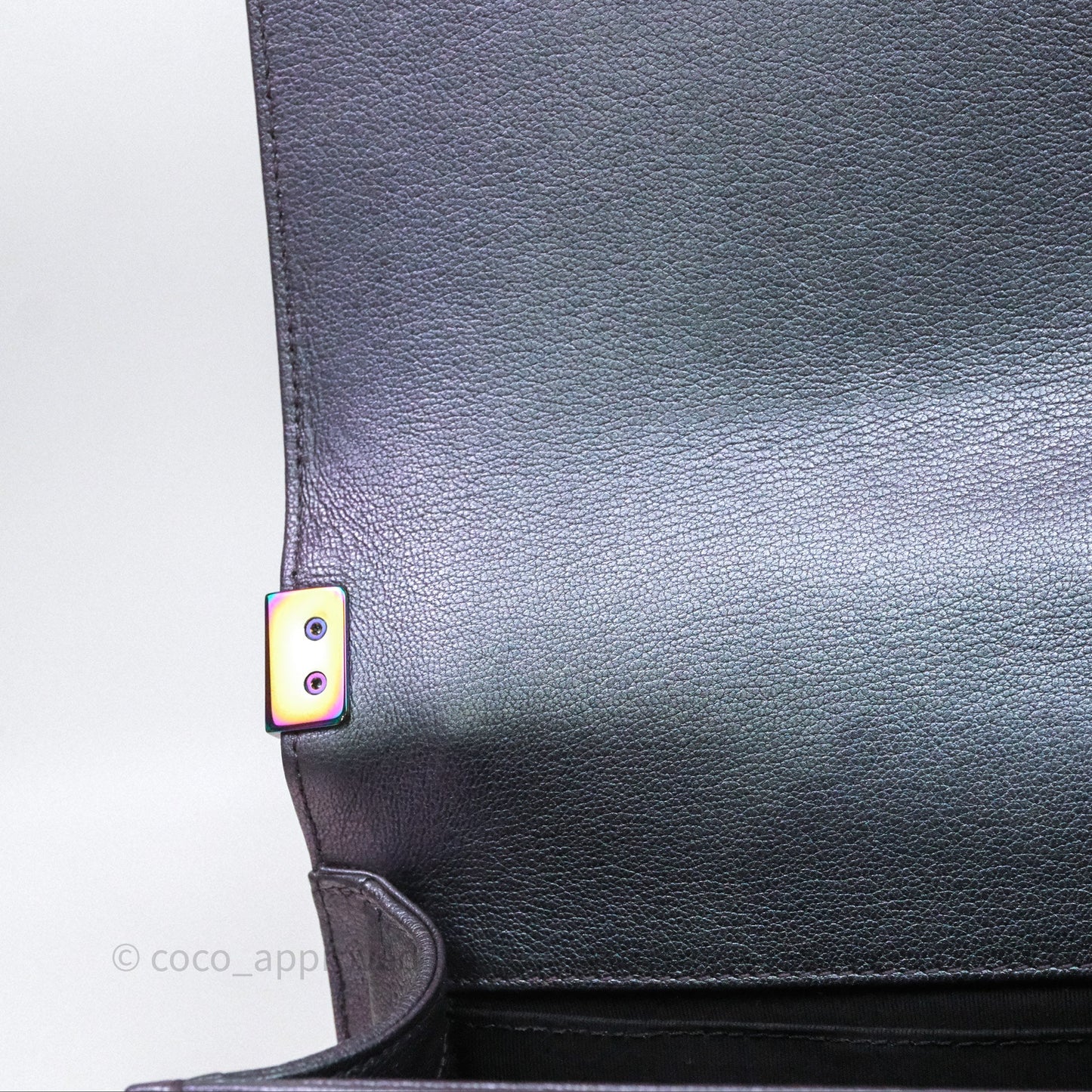 Chanel Boy Medium Quilted Boy Purple Mermaid Iridescent Calfskin
