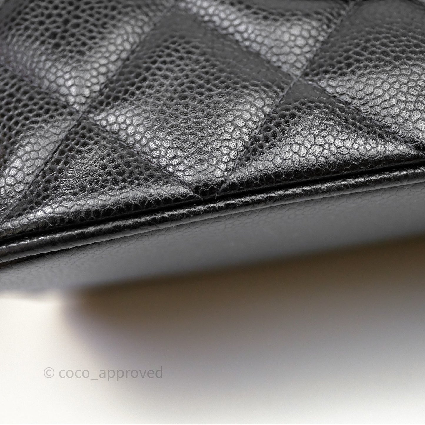 Chanel Vintage Medallion CC Black Caviar Tote Bag Silver Hardware