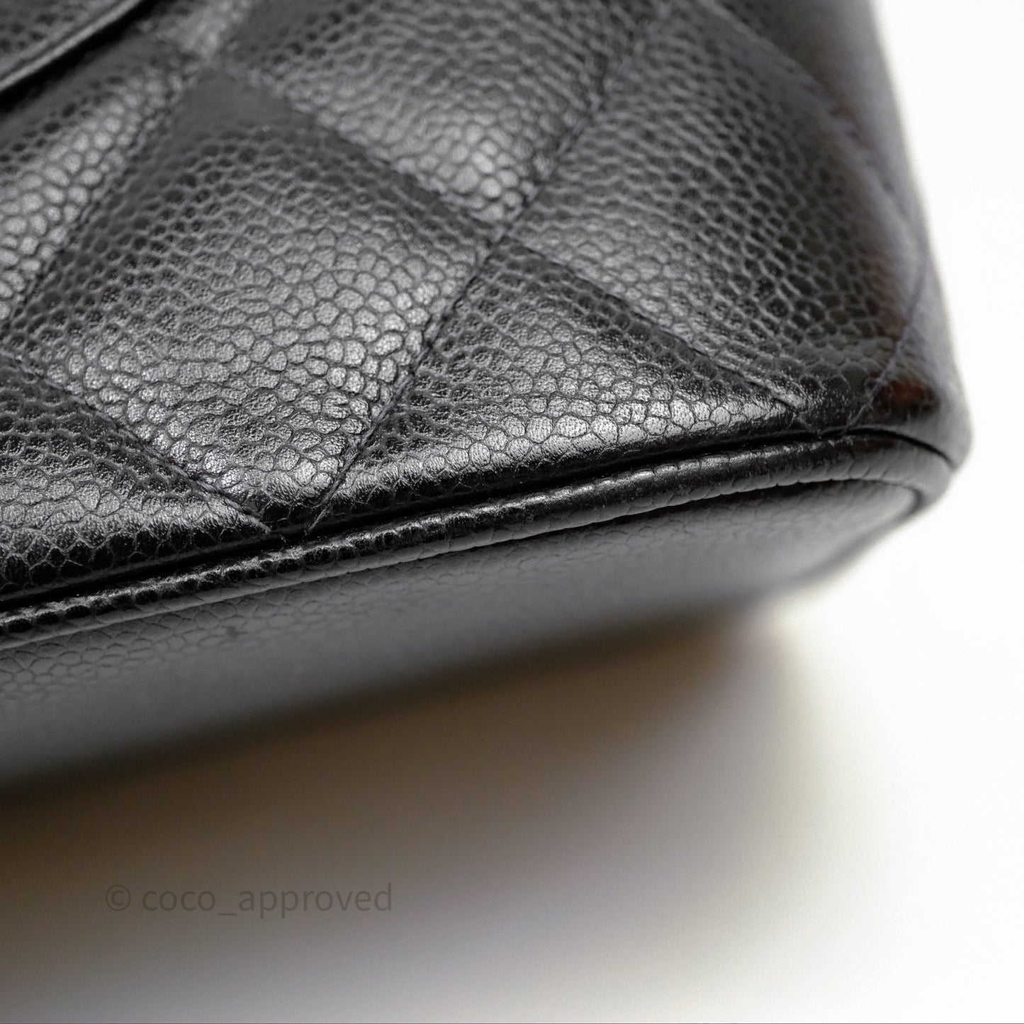Chanel Vintage Medallion CC Black Caviar Tote Bag Silver Hardware