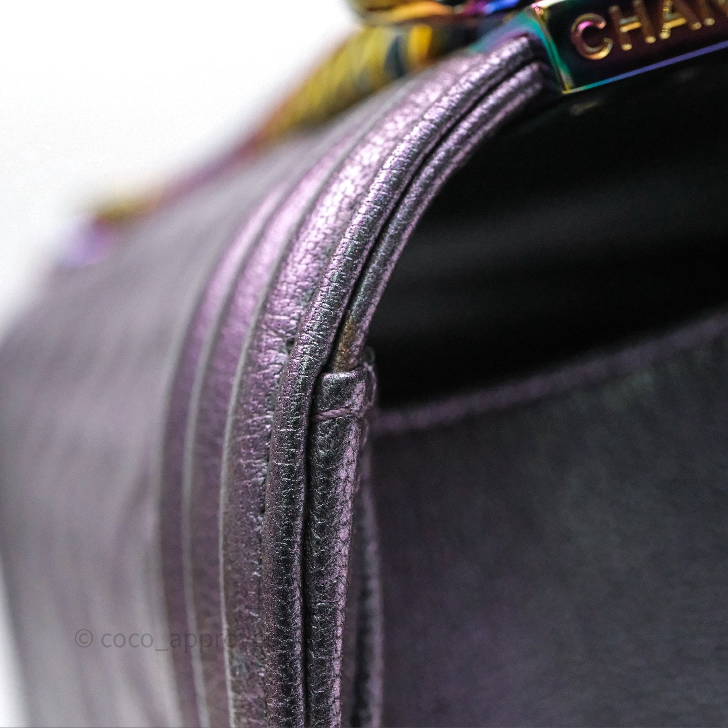 Chanel Boy Medium Quilted Boy Purple Mermaid Iridescent Calfskin
