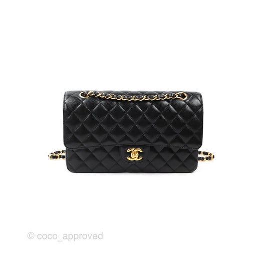 Chanel Classic M/L Medium Flap Quilted Black Caviar Gold Hardware
