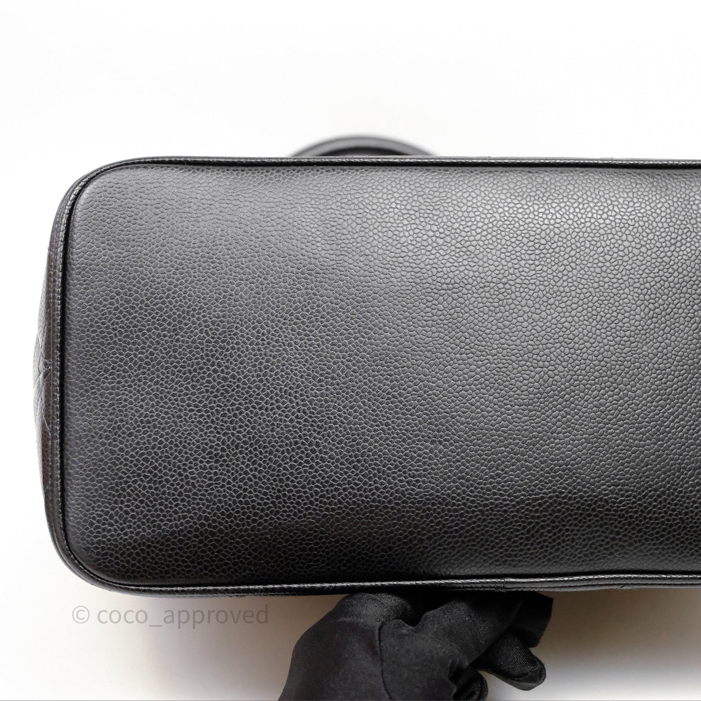 Chanel Vintage Medallion CC Black Caviar Tote Bag Silver Hardware