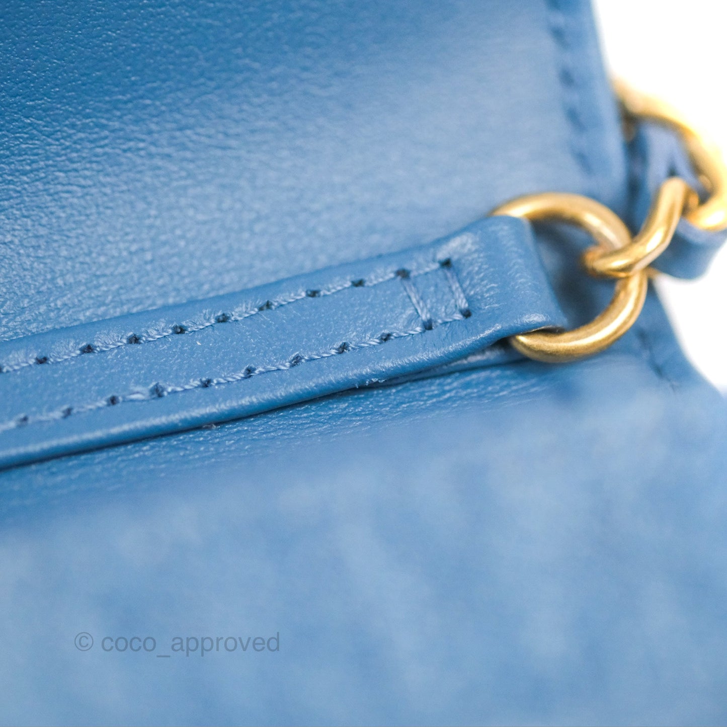 Chanel Quilted Pearl Crush Wallet on Chain WOC Denim Aged Gold Hardware