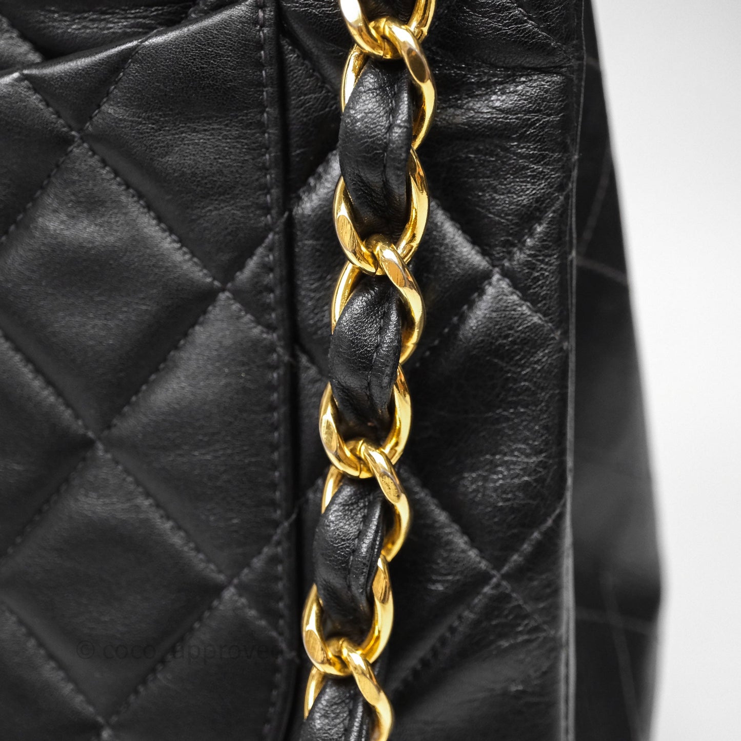 Chanel Vintage Jumbo Single Flap Black Lambskin 24K Gold Hardware