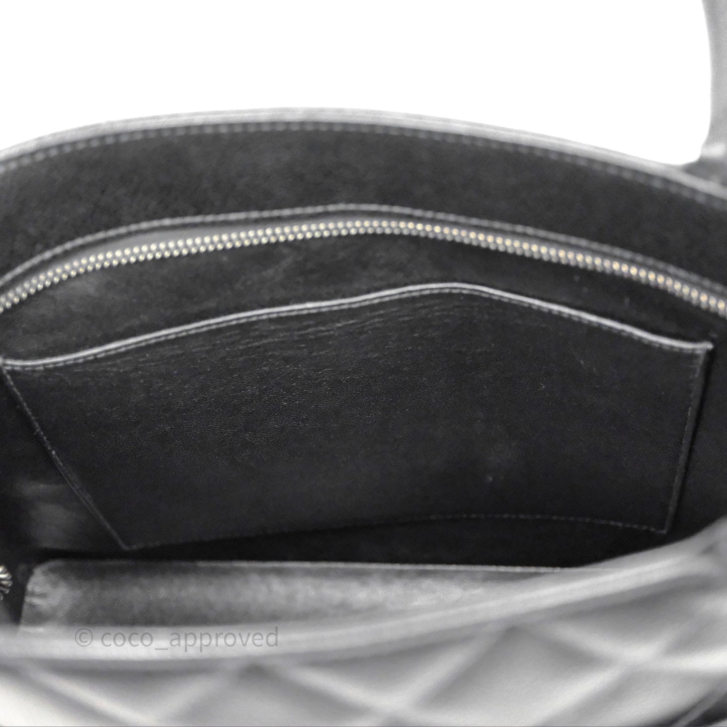 Chanel Vintage Medallion CC Black Caviar Tote Bag Silver Hardware