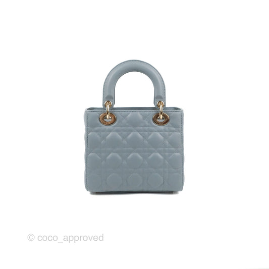 Christian Dior My ABCDior Lady Dior Grey Blue Lambskin Gold Hardware