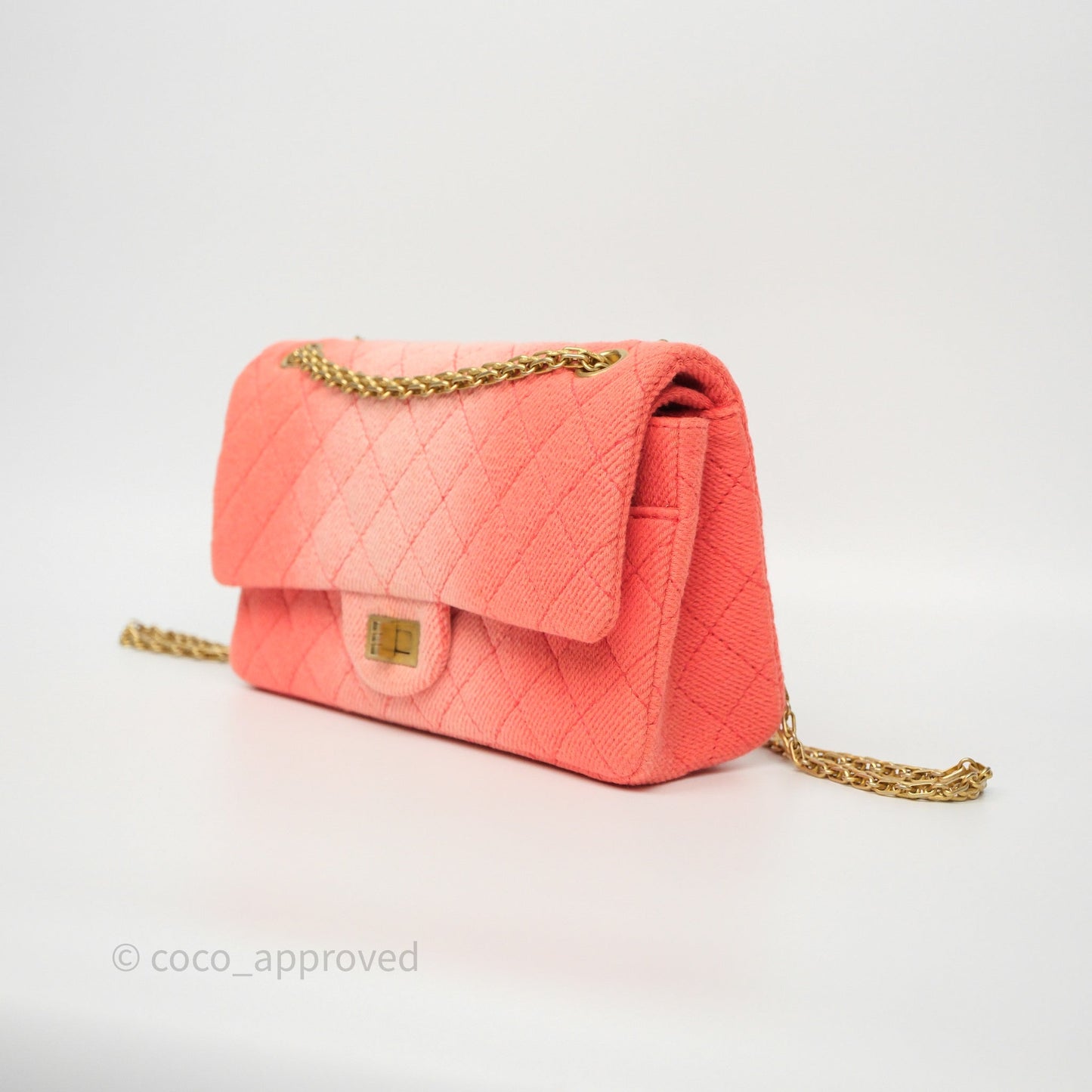 Chanel Reissue 225 Quilted Coral Ombre Denim Aged Gold Hardware