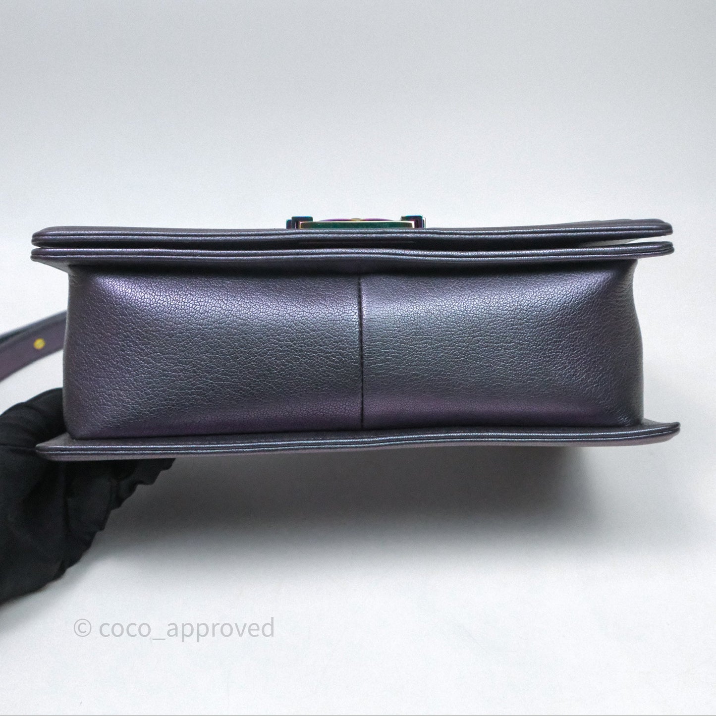 Chanel Boy Medium Quilted Boy Purple Mermaid Iridescent Calfskin