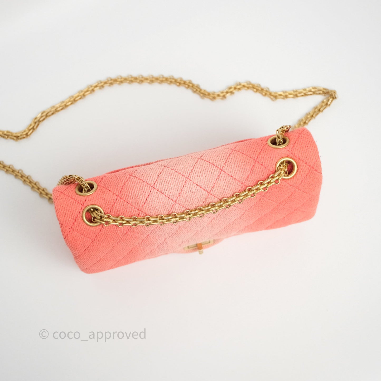 Chanel Reissue 225 Quilted Coral Ombre Denim Aged Gold Hardware