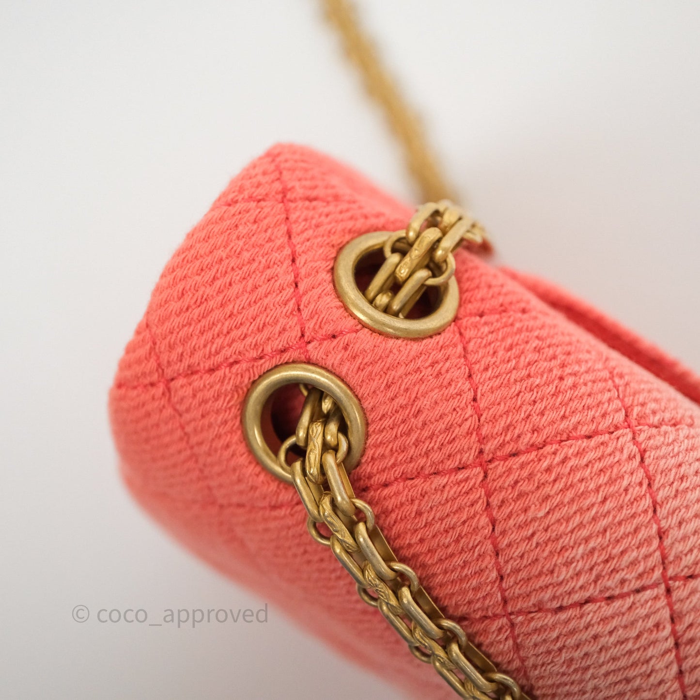 Chanel Reissue 225 Quilted Coral Ombre Denim Aged Gold Hardware