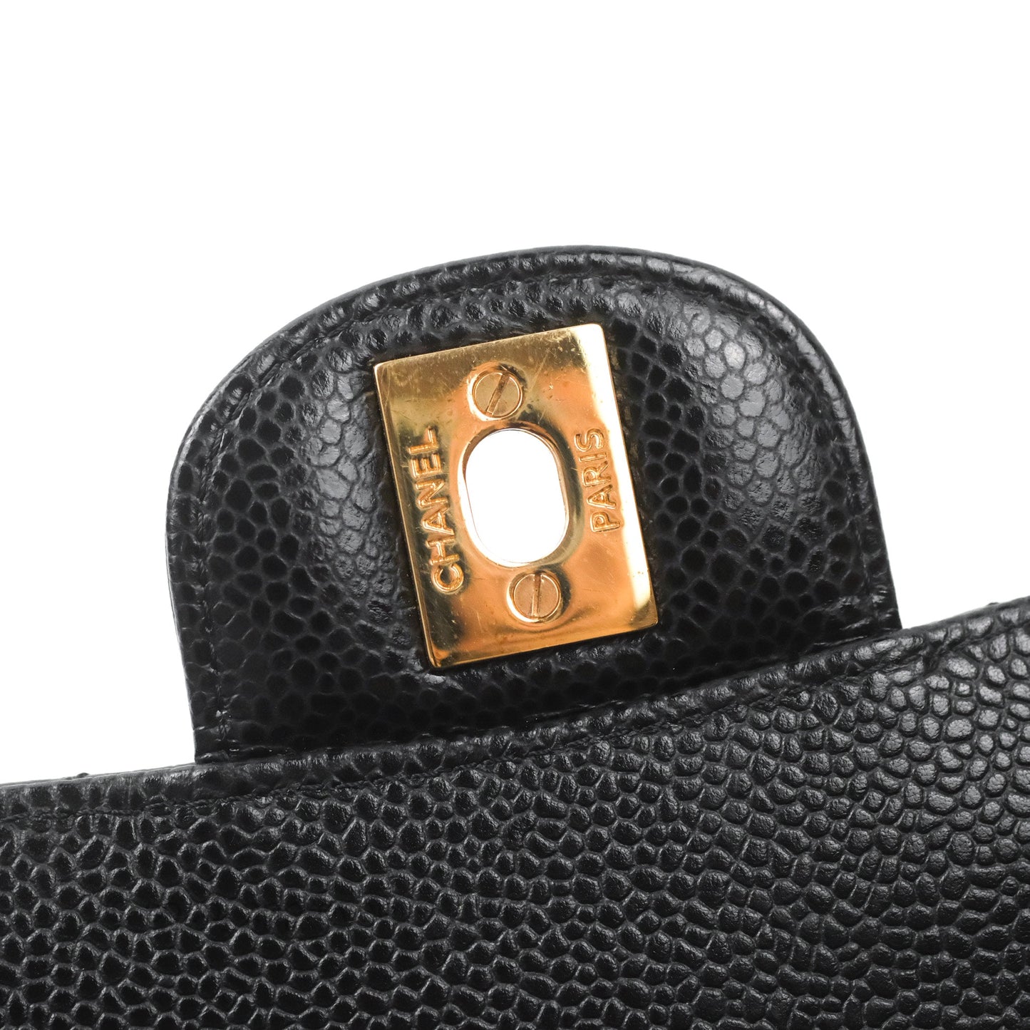 Chanel Classic M/L Medium Flap Quilted Black Caviar Gold Hardware