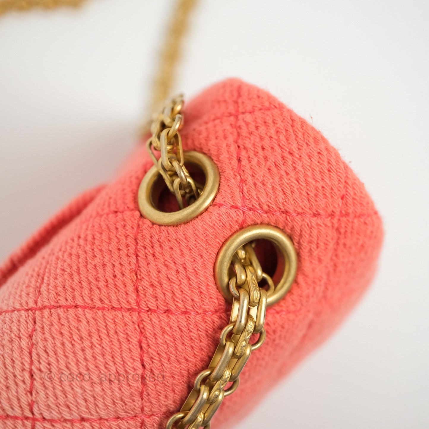 Chanel Reissue 225 Quilted Coral Ombre Denim Aged Gold Hardware