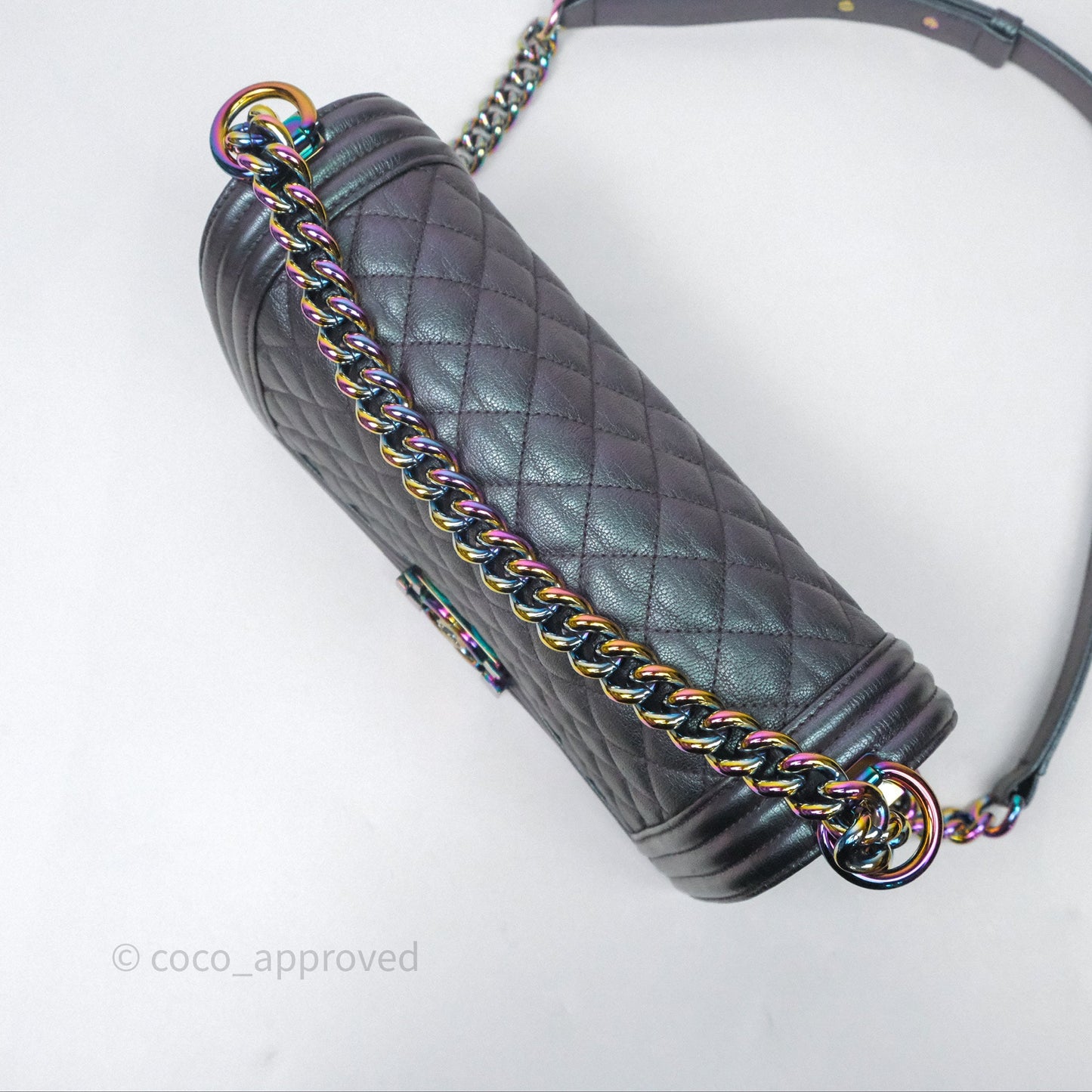 Chanel Boy Medium Quilted Boy Purple Mermaid Iridescent Calfskin