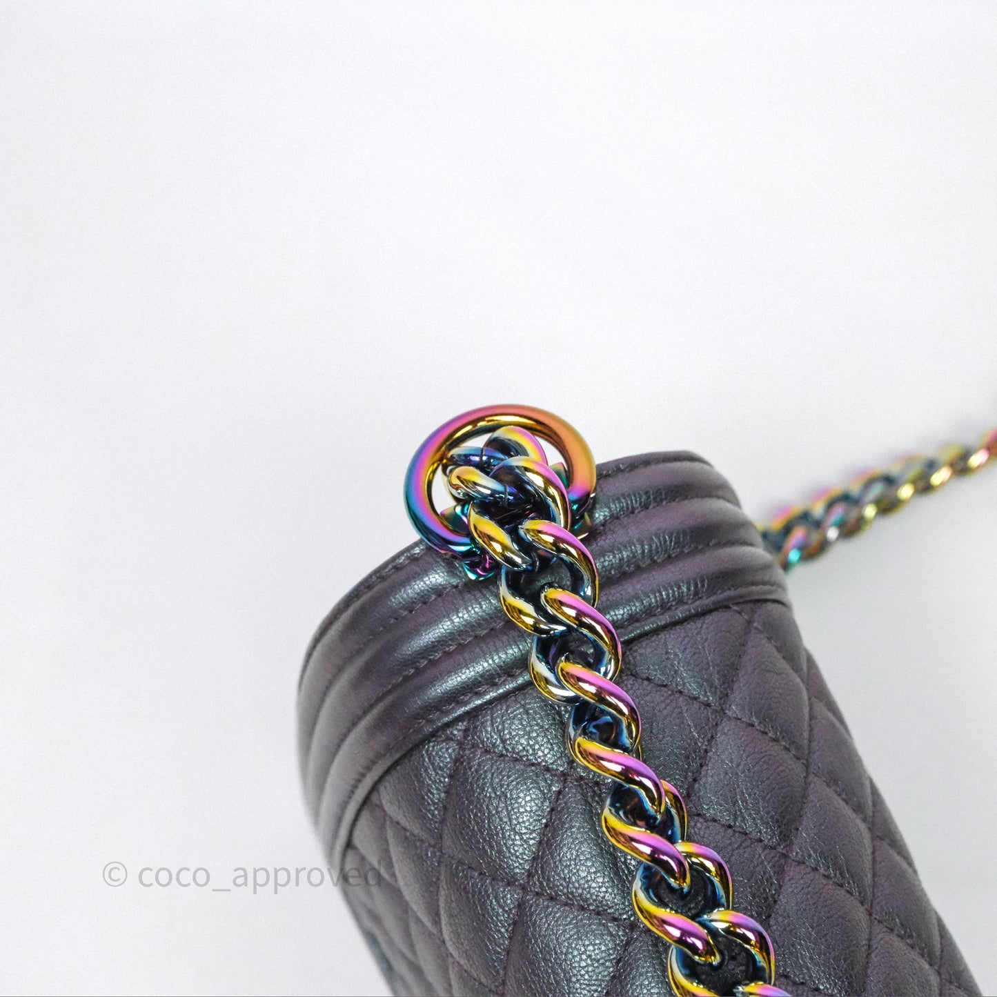 Chanel Boy Medium Quilted Boy Purple Mermaid Iridescent Calfskin
