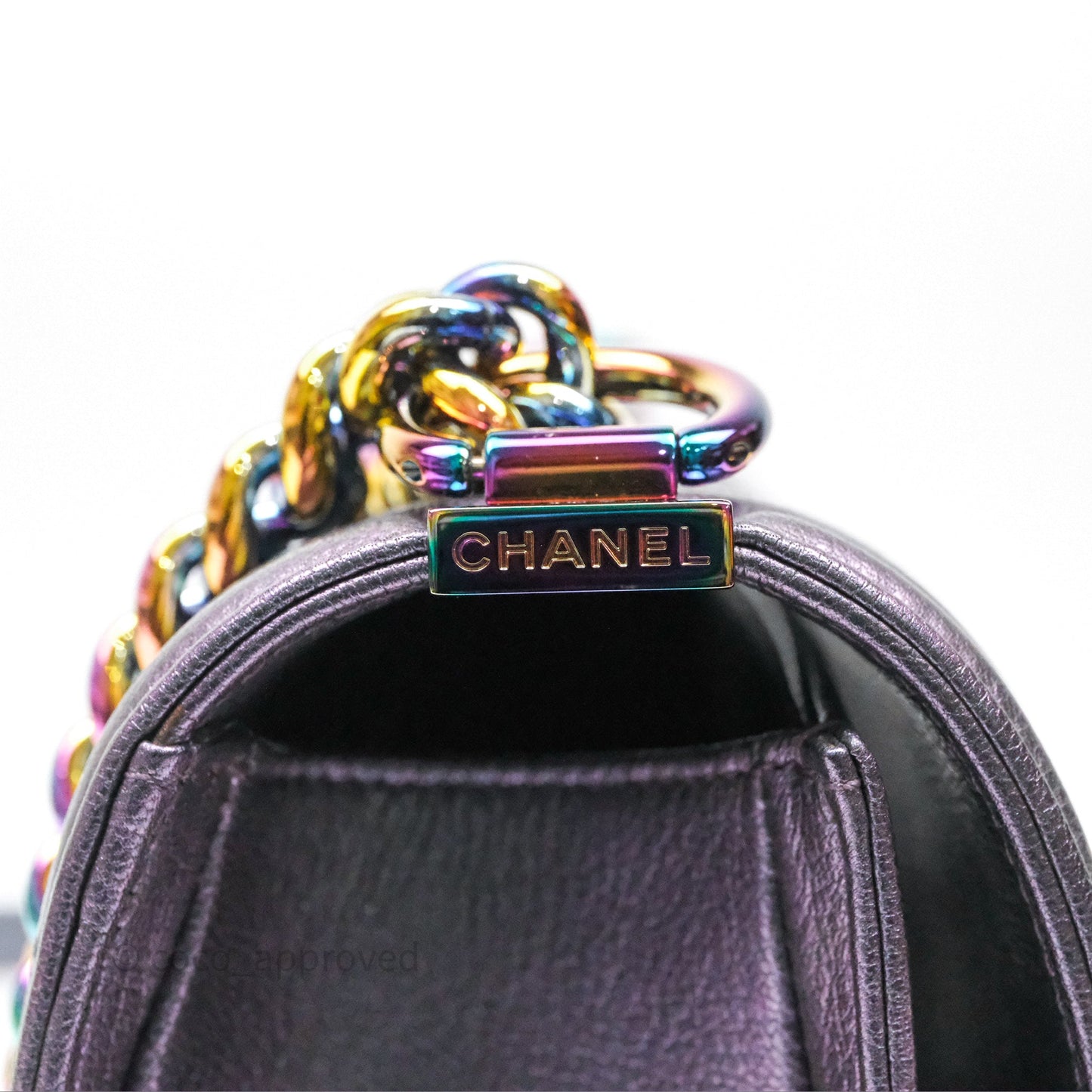 Chanel Boy Medium Quilted Boy Purple Mermaid Iridescent Calfskin