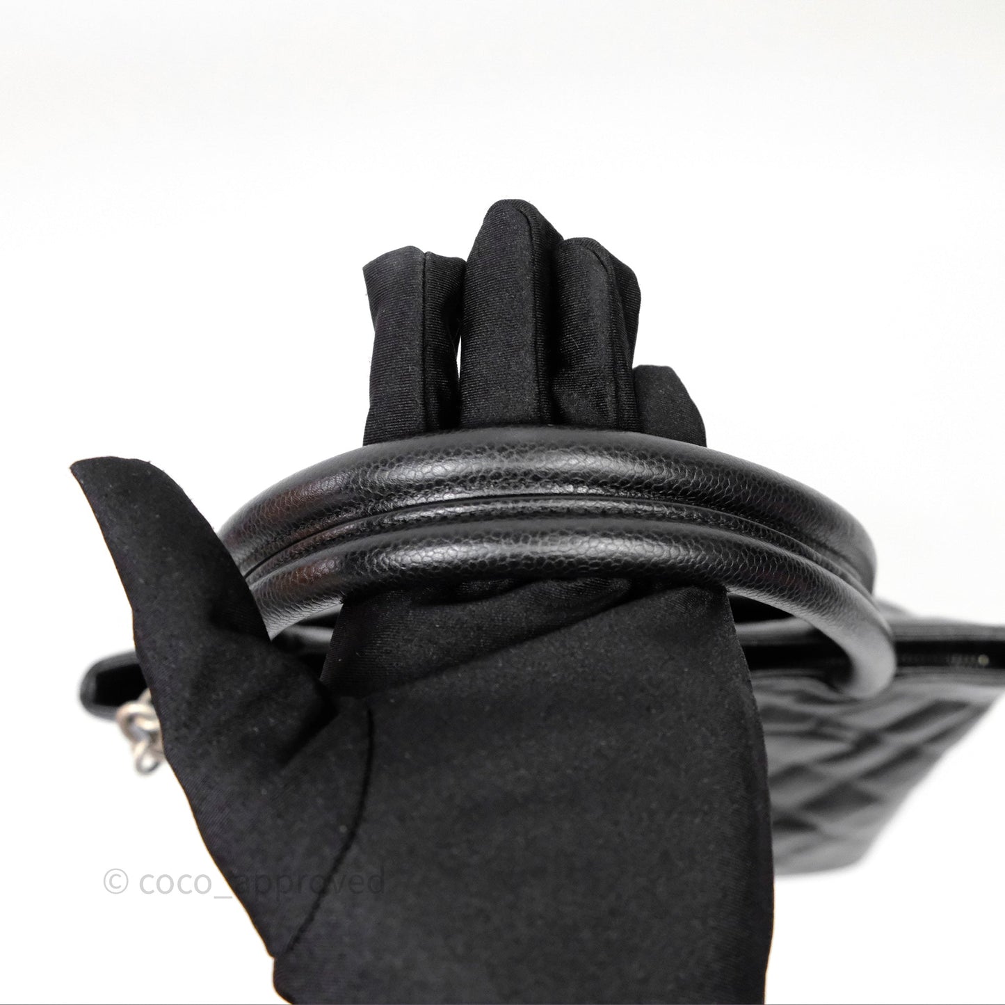 Chanel Vintage Medallion CC Black Caviar Tote Bag Silver Hardware