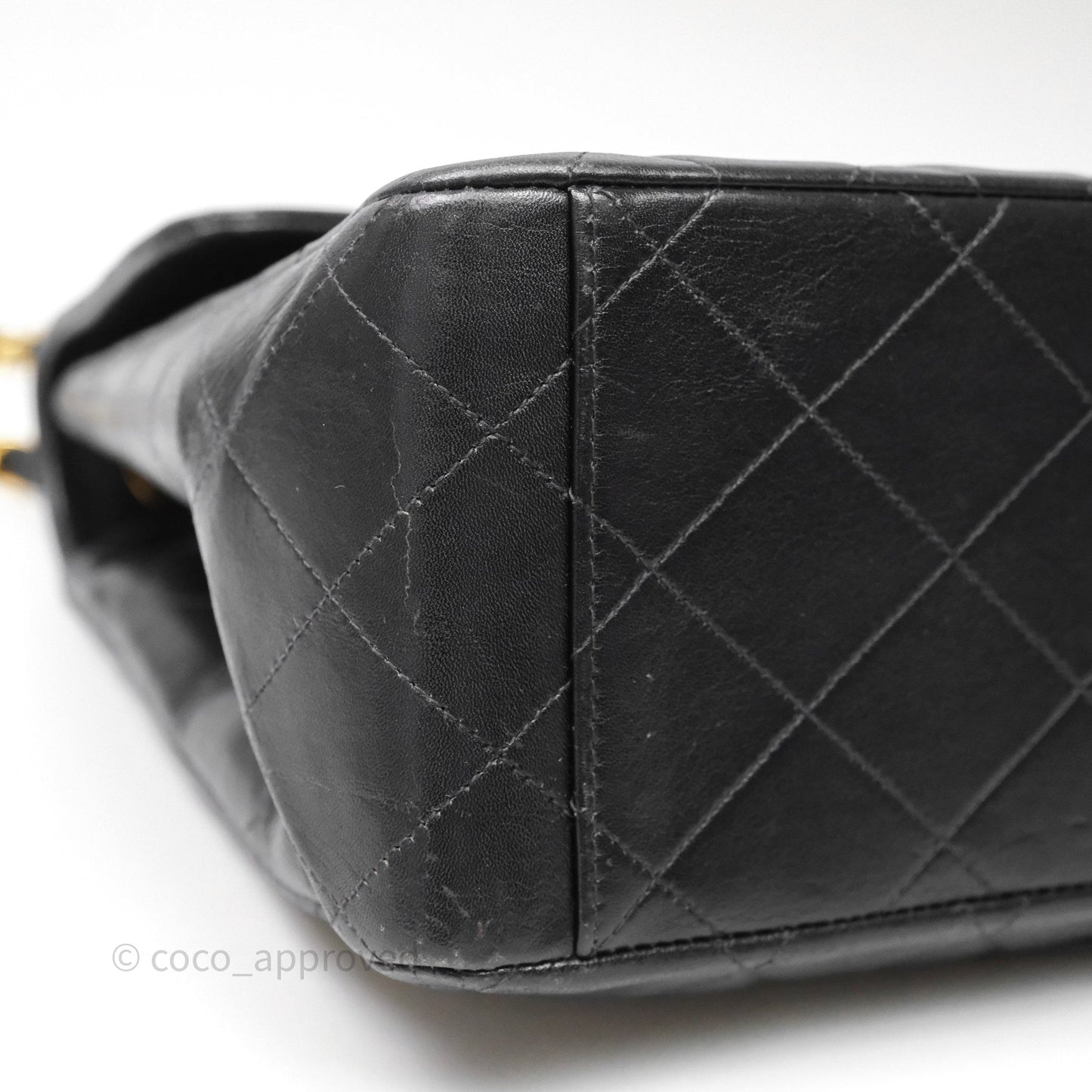 Chanel Vintage Jumbo Single Flap Black Lambskin 24K Gold Hardware