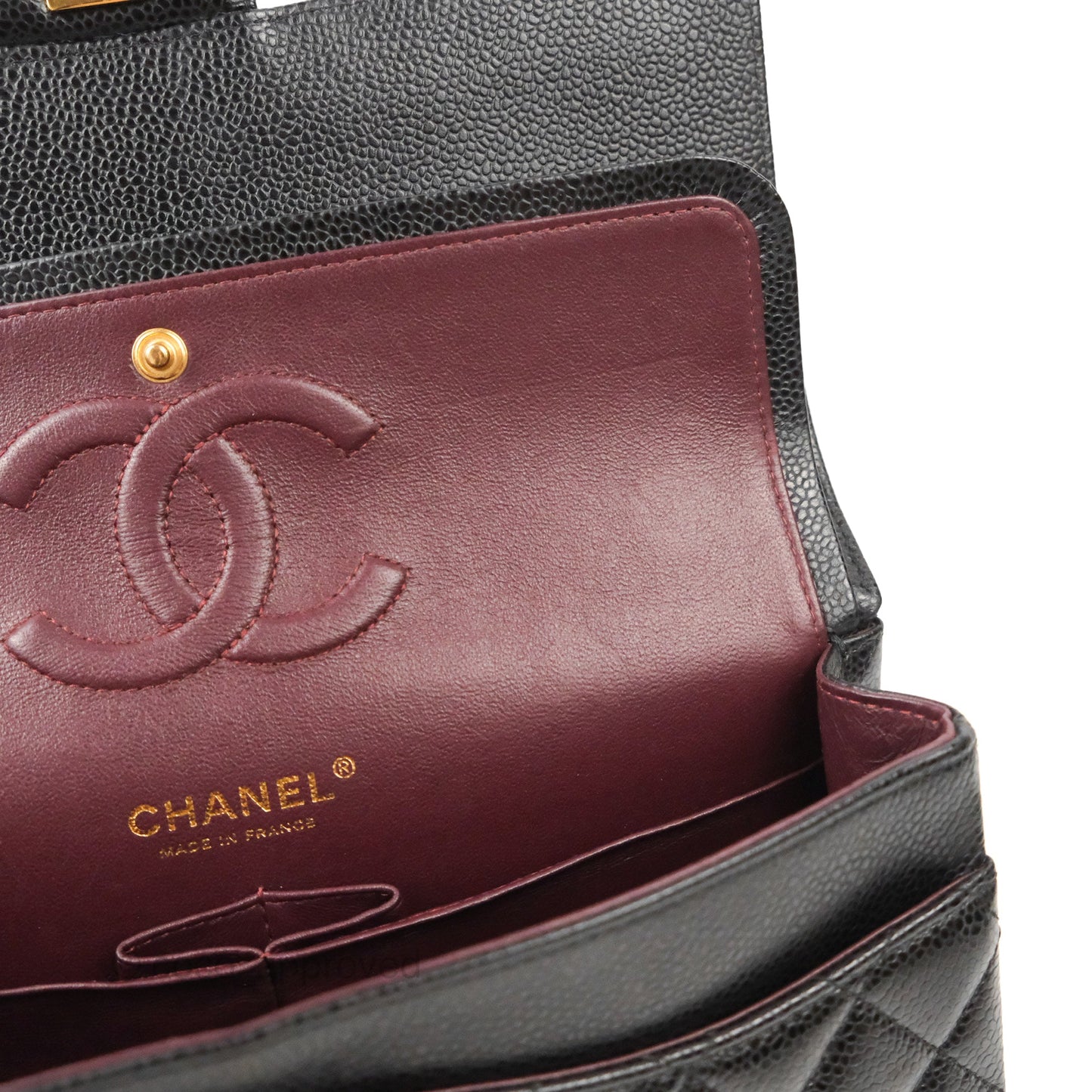 Chanel Classic M/L Medium Flap Quilted Black Caviar Gold Hardware