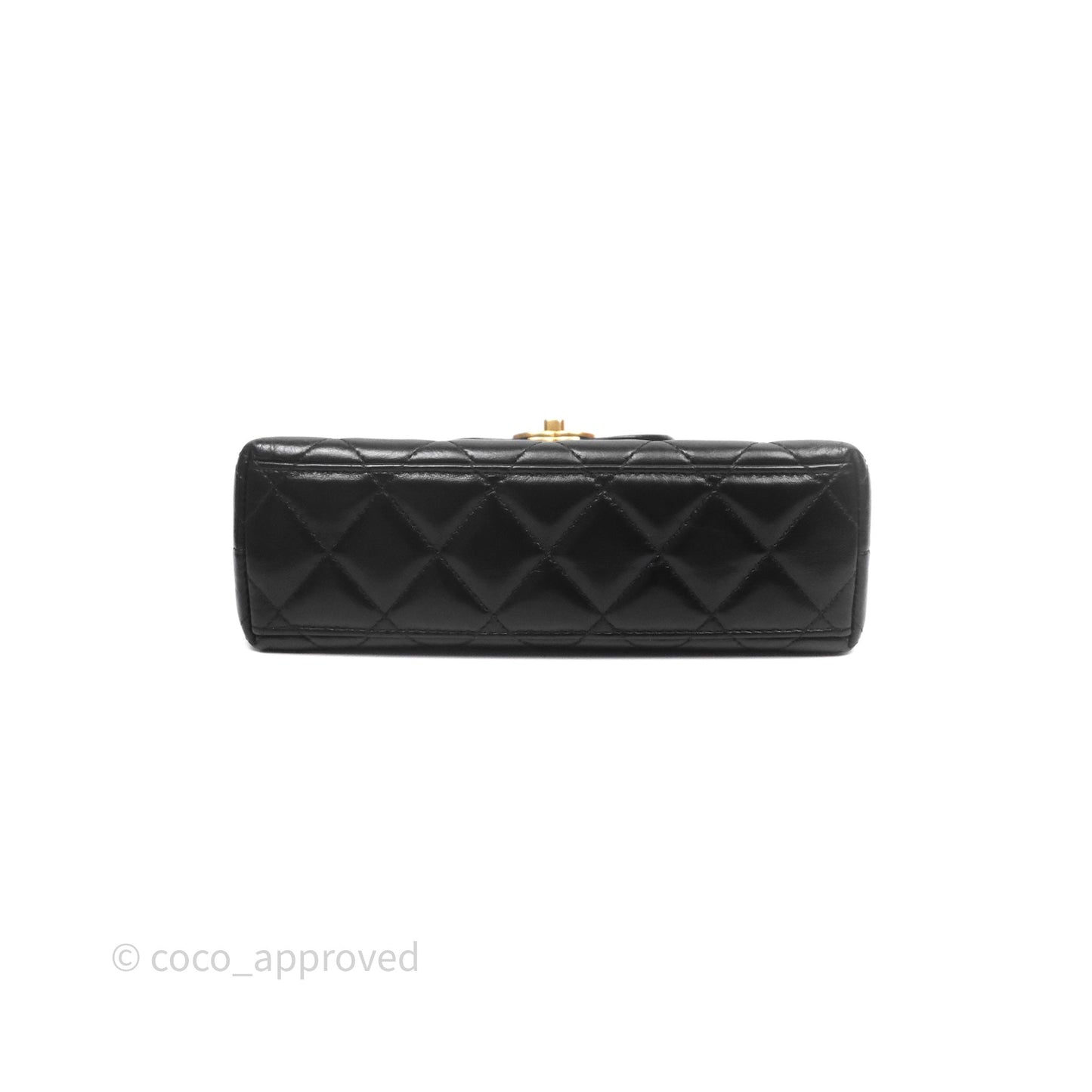 Chanel Kelly Bag Quilted Black Shiny Crumpled Calfskin Aged Gold Hardware