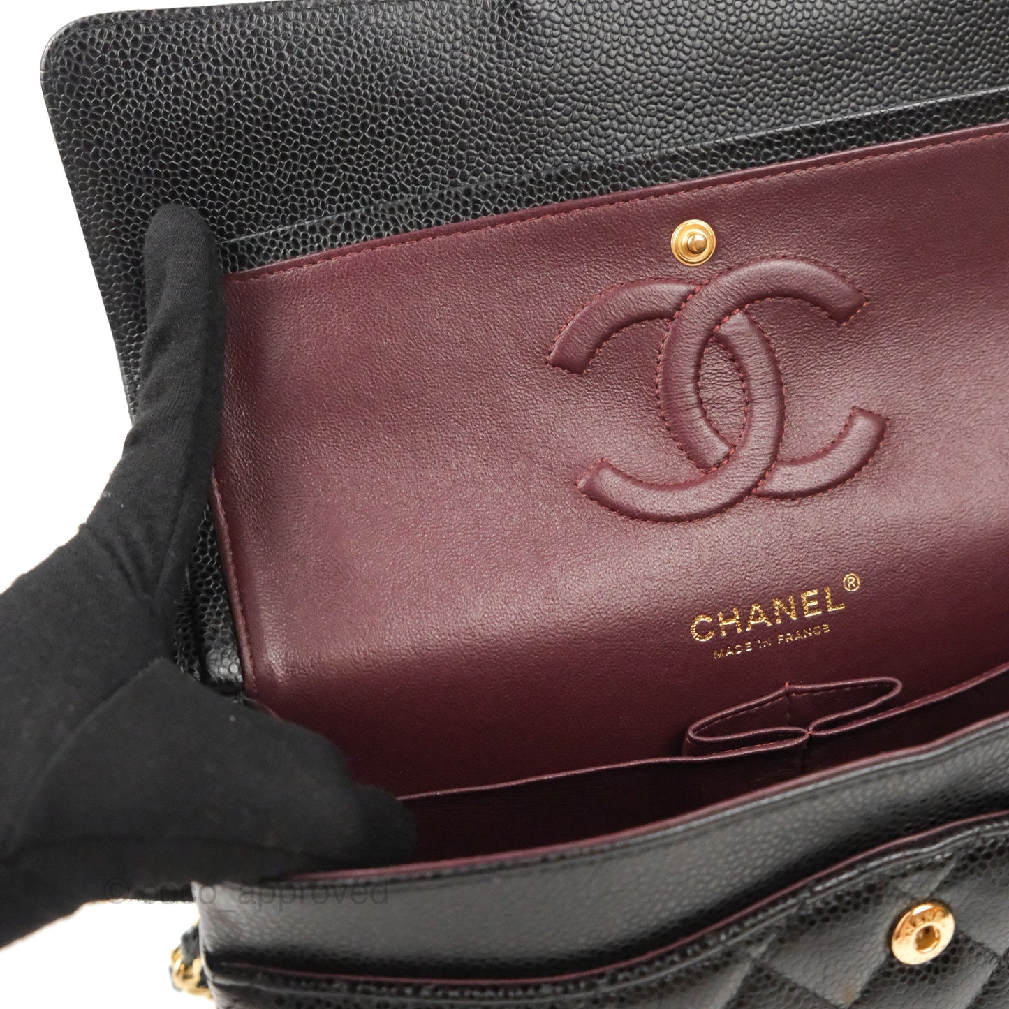 Chanel Classic M/L Medium Flap Quilted Black Caviar Gold Hardware