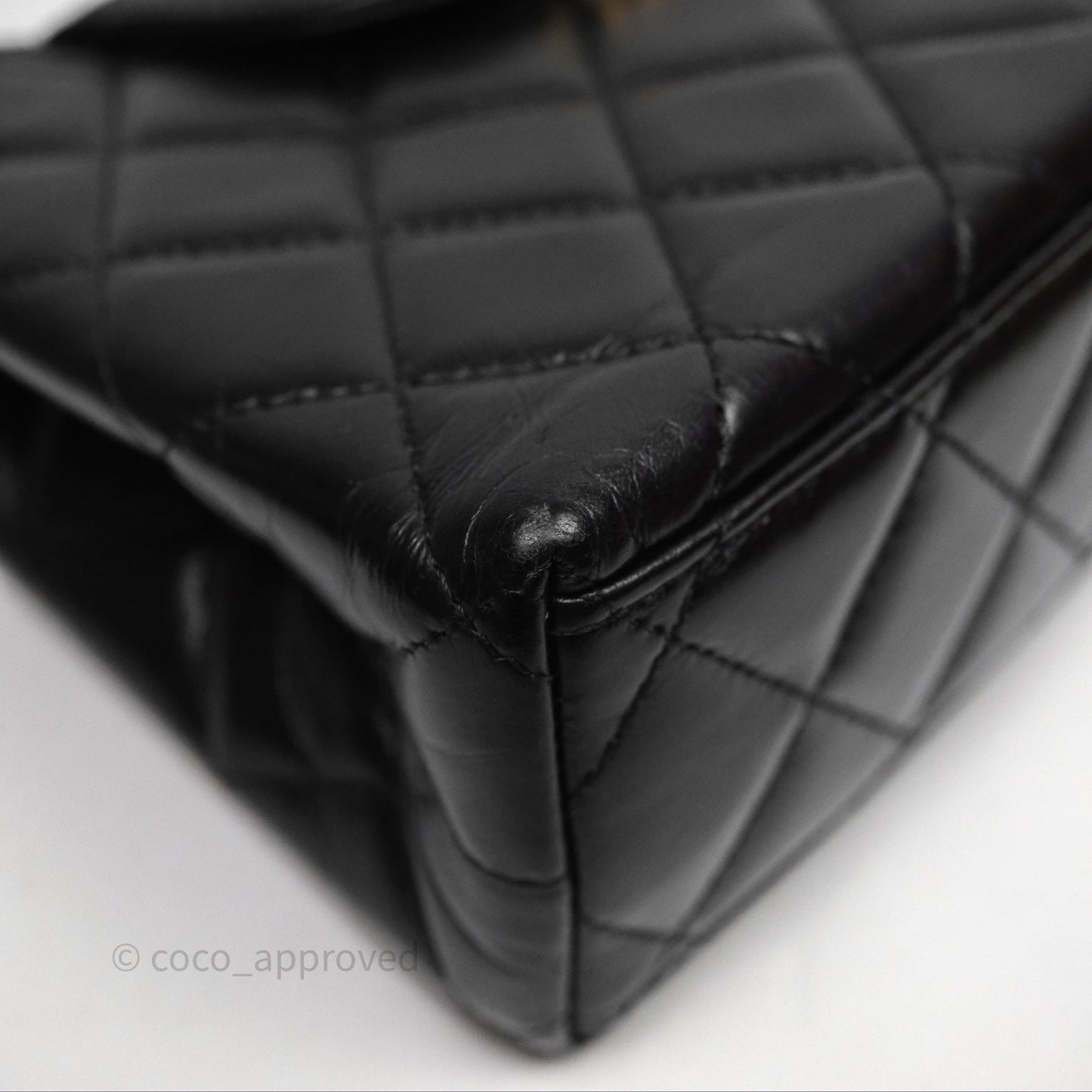 Chanel Kelly Bag Quilted Black Shiny Crumpled Calfskin Aged Gold Hardware