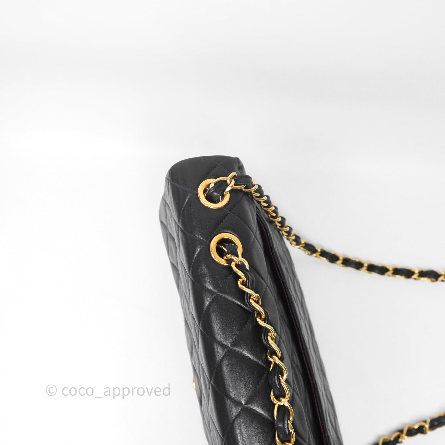 Chanel Vintage Jumbo Single Flap Black Lambskin 24K Gold Hardware
