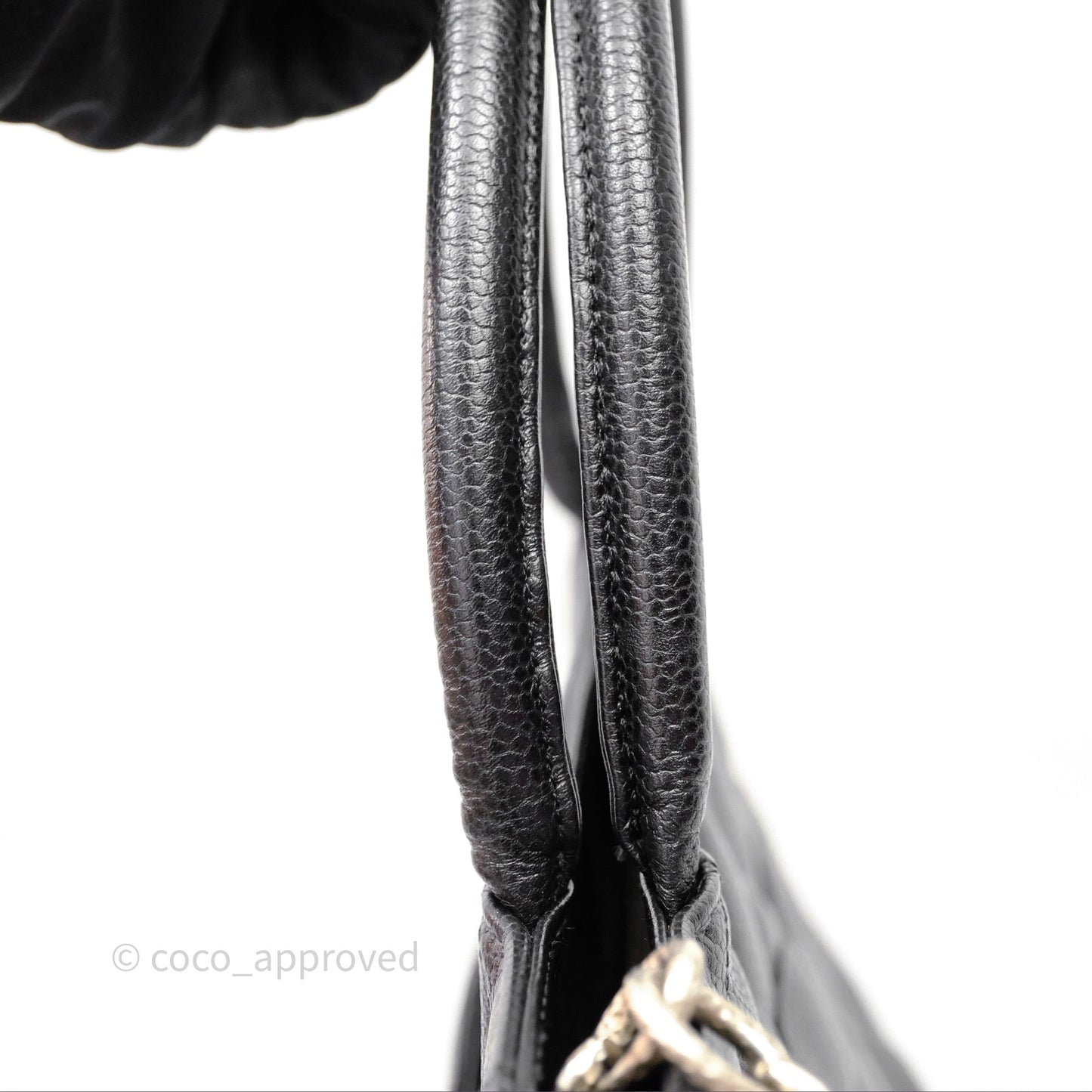 Chanel Vintage Medallion CC Black Caviar Tote Bag Silver Hardware