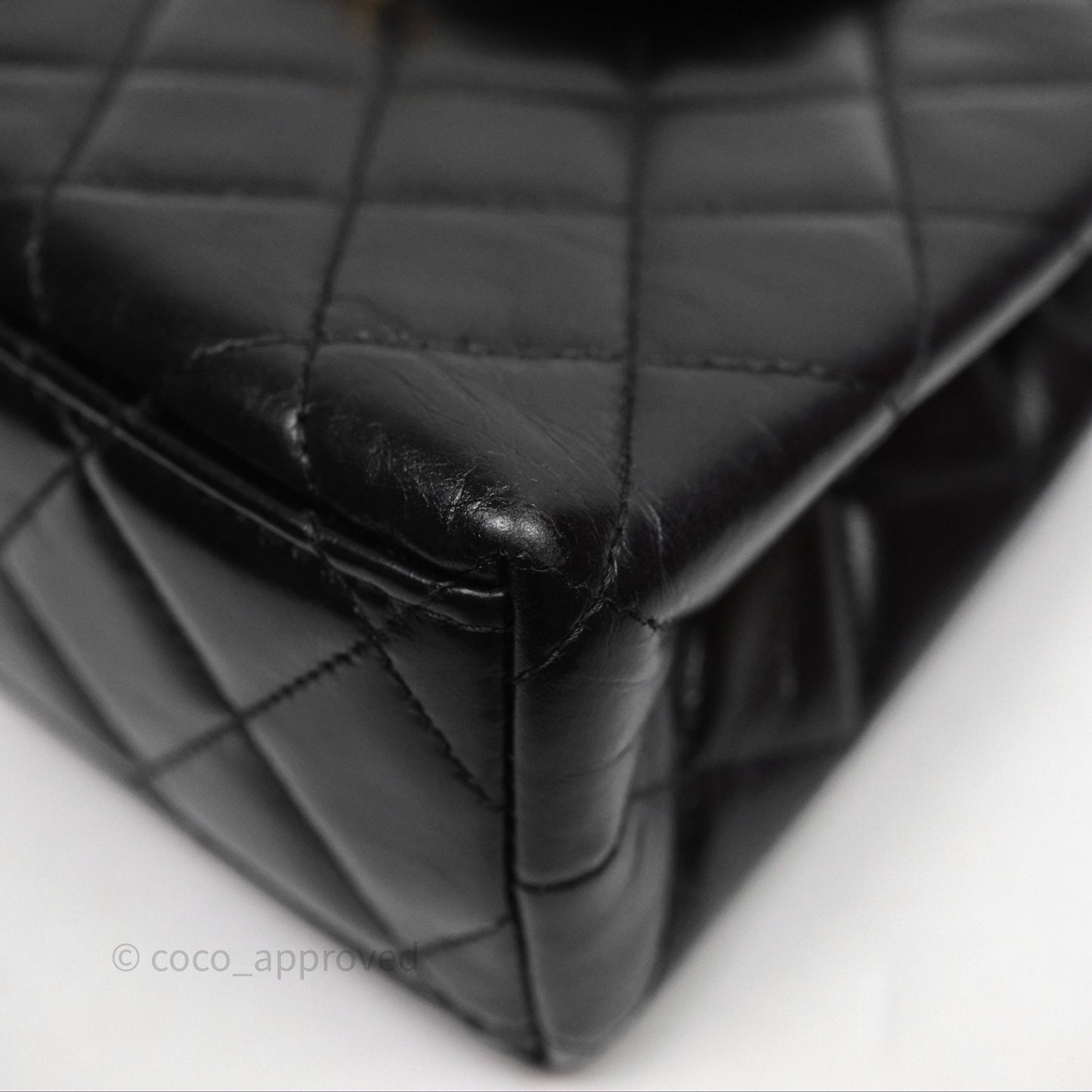 Chanel Kelly Bag Quilted Black Shiny Crumpled Calfskin Aged Gold Hardware