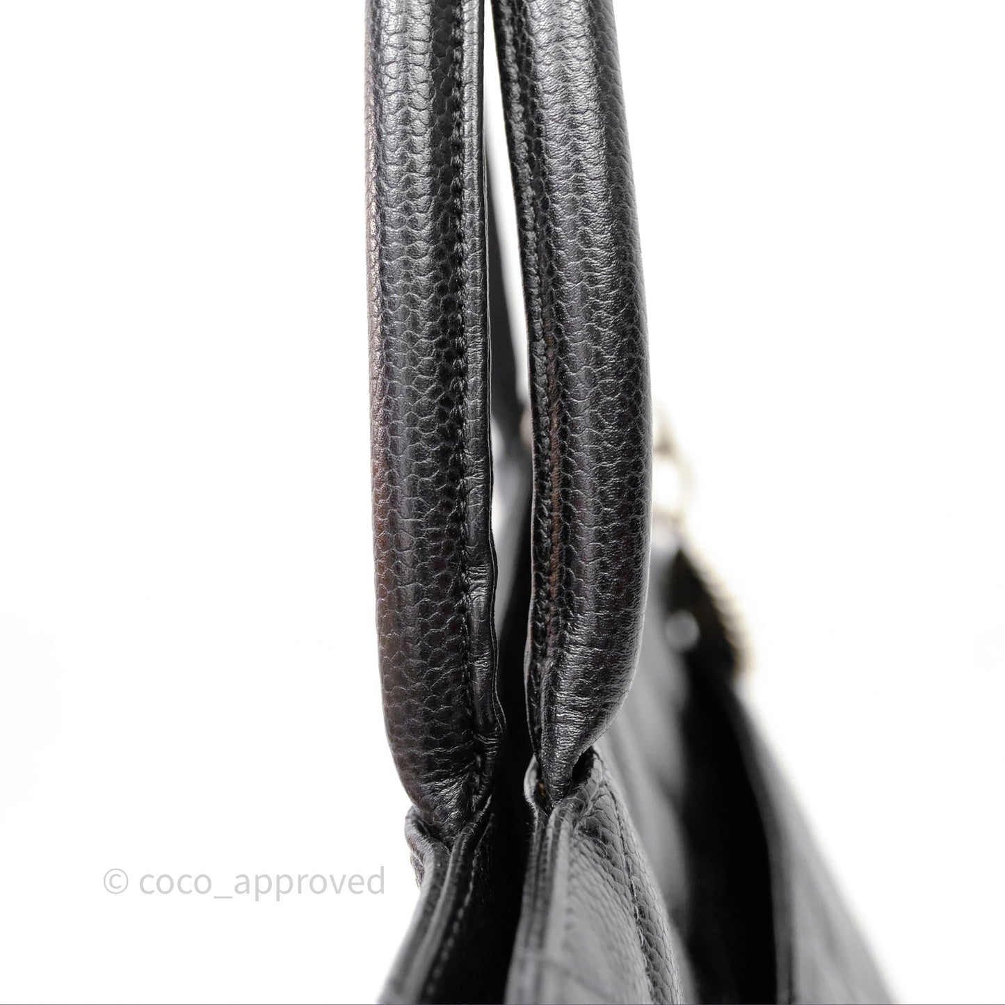 Chanel Vintage Medallion CC Black Caviar Tote Bag Silver Hardware