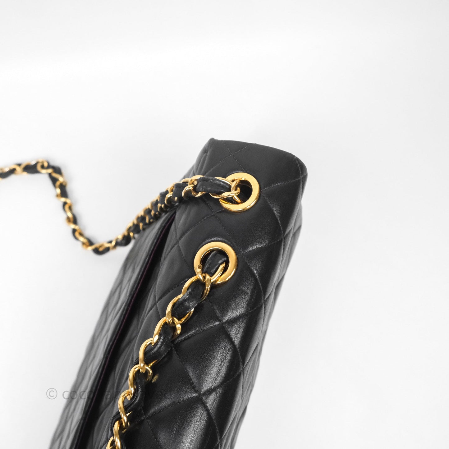 Chanel Vintage Jumbo Single Flap Black Lambskin 24K Gold Hardware