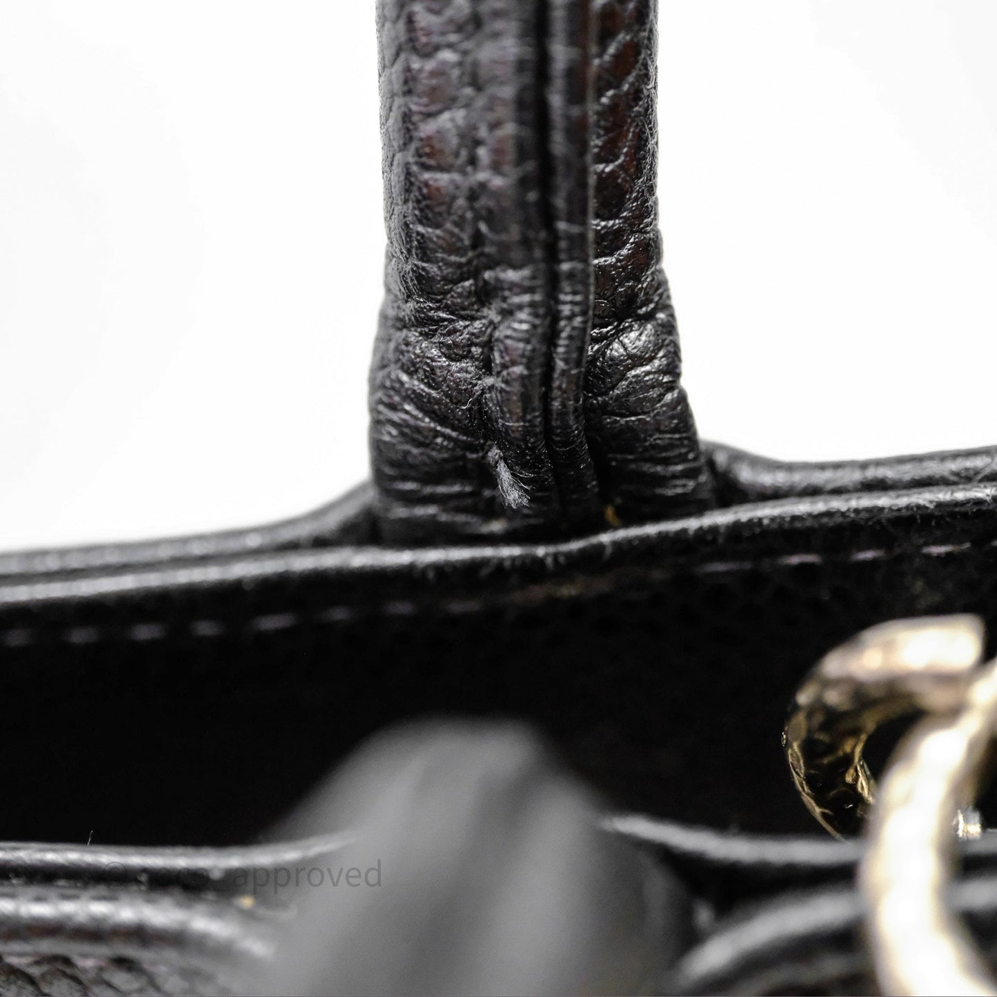 Chanel Vintage Medallion CC Black Caviar Tote Bag Silver Hardware