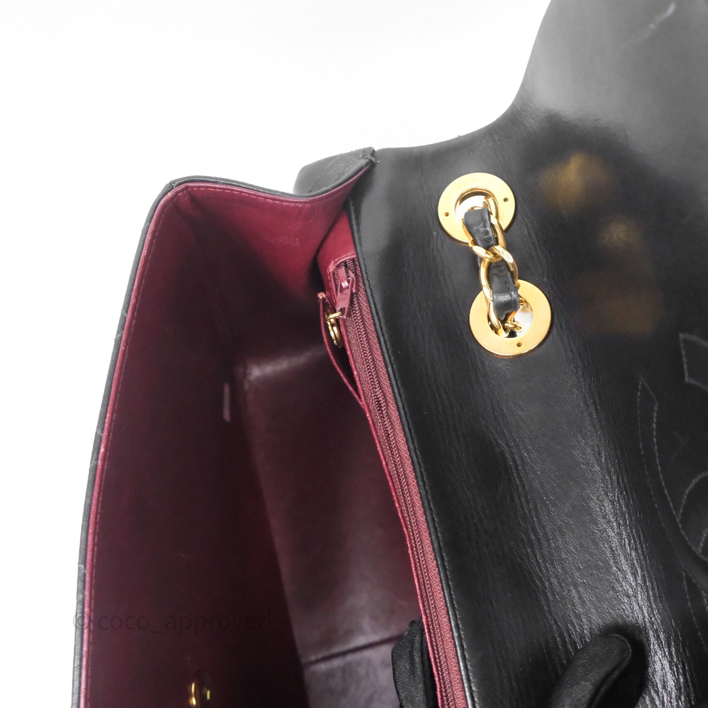 Chanel Vintage Jumbo Single Flap Black Lambskin 24K Gold Hardware