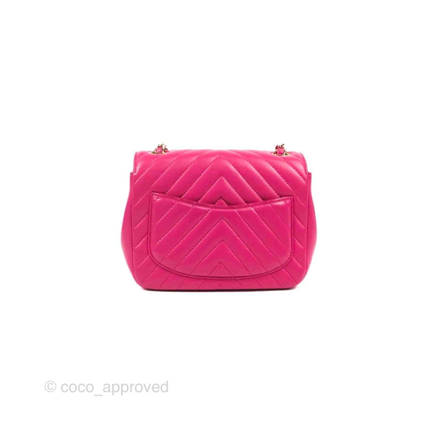 Chanel Chevron Mini Square Flap Pink Lambskin Gold Hardware
