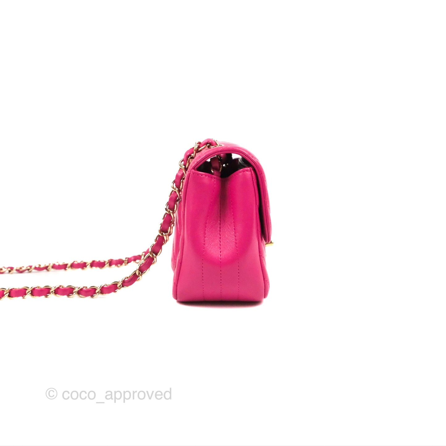 Chanel Chevron Mini Square Flap Pink Lambskin Gold Hardware