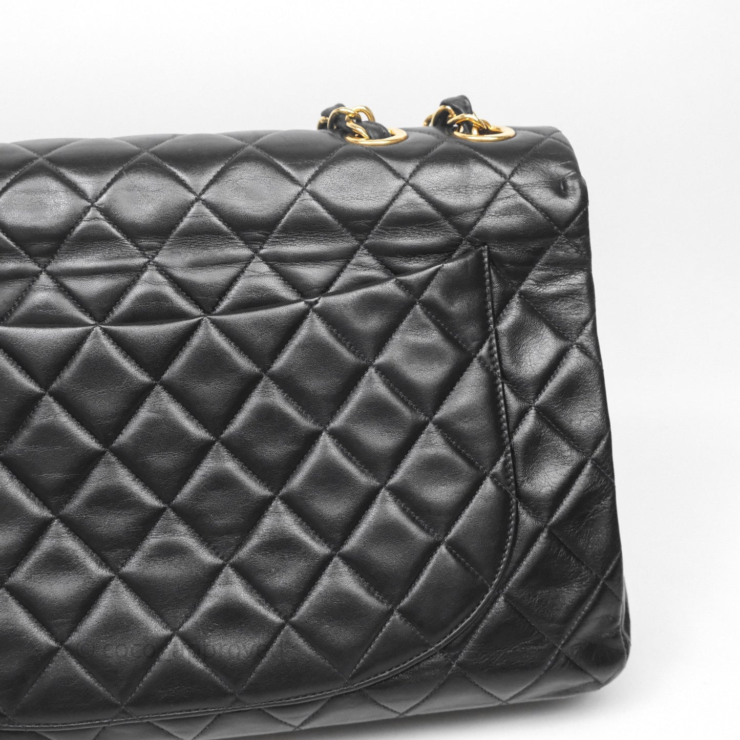 Chanel Vintage Jumbo Single Flap Black Lambskin 24K Gold Hardware