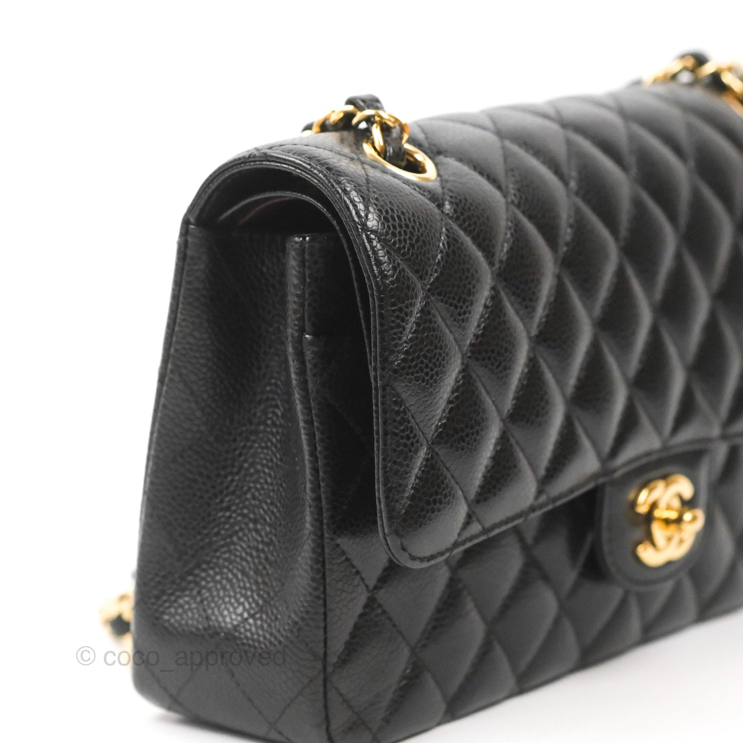 Chanel Classic M/L Medium Flap Quilted Black Caviar Gold Hardware