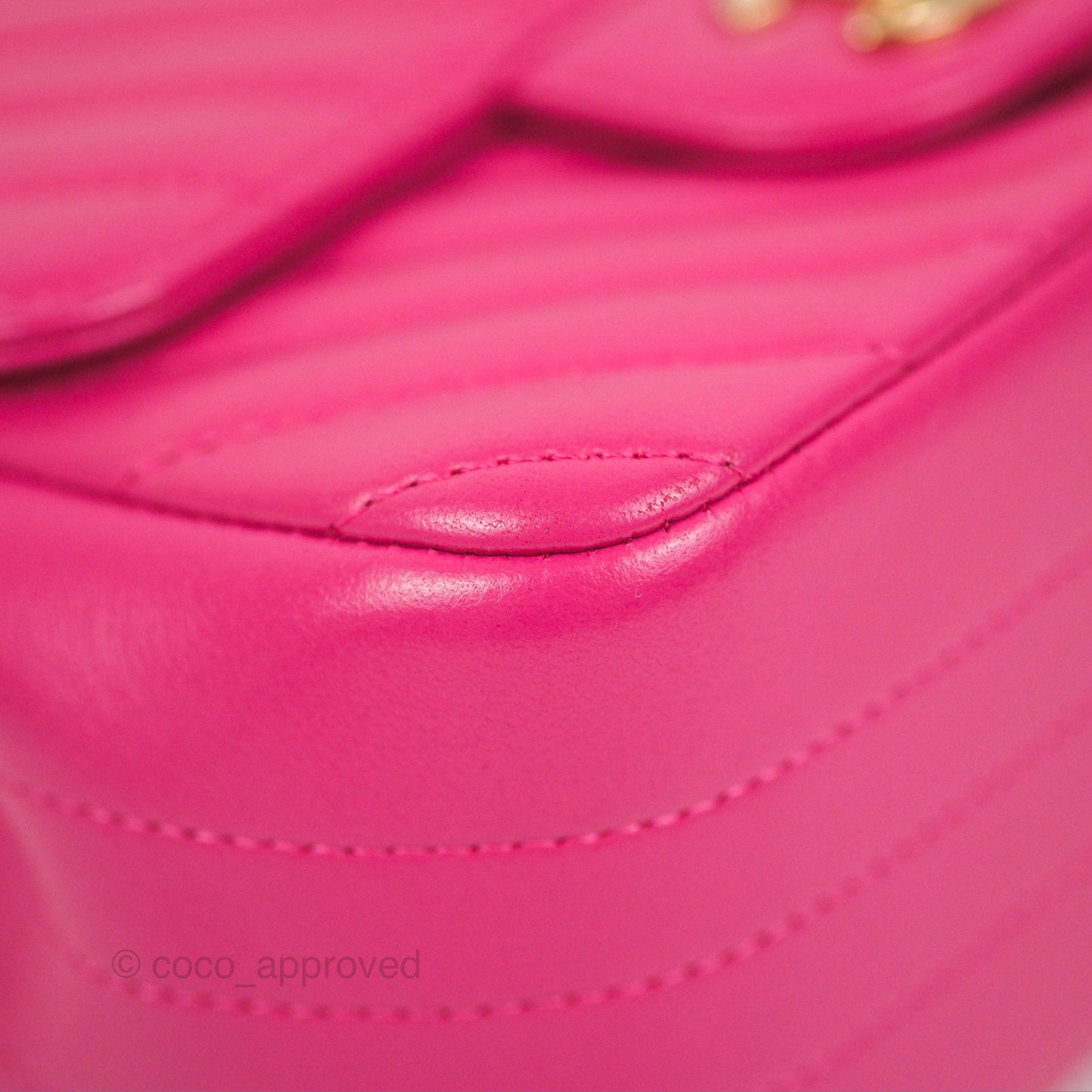 Chanel Chevron Mini Square Flap Pink Lambskin Gold Hardware
