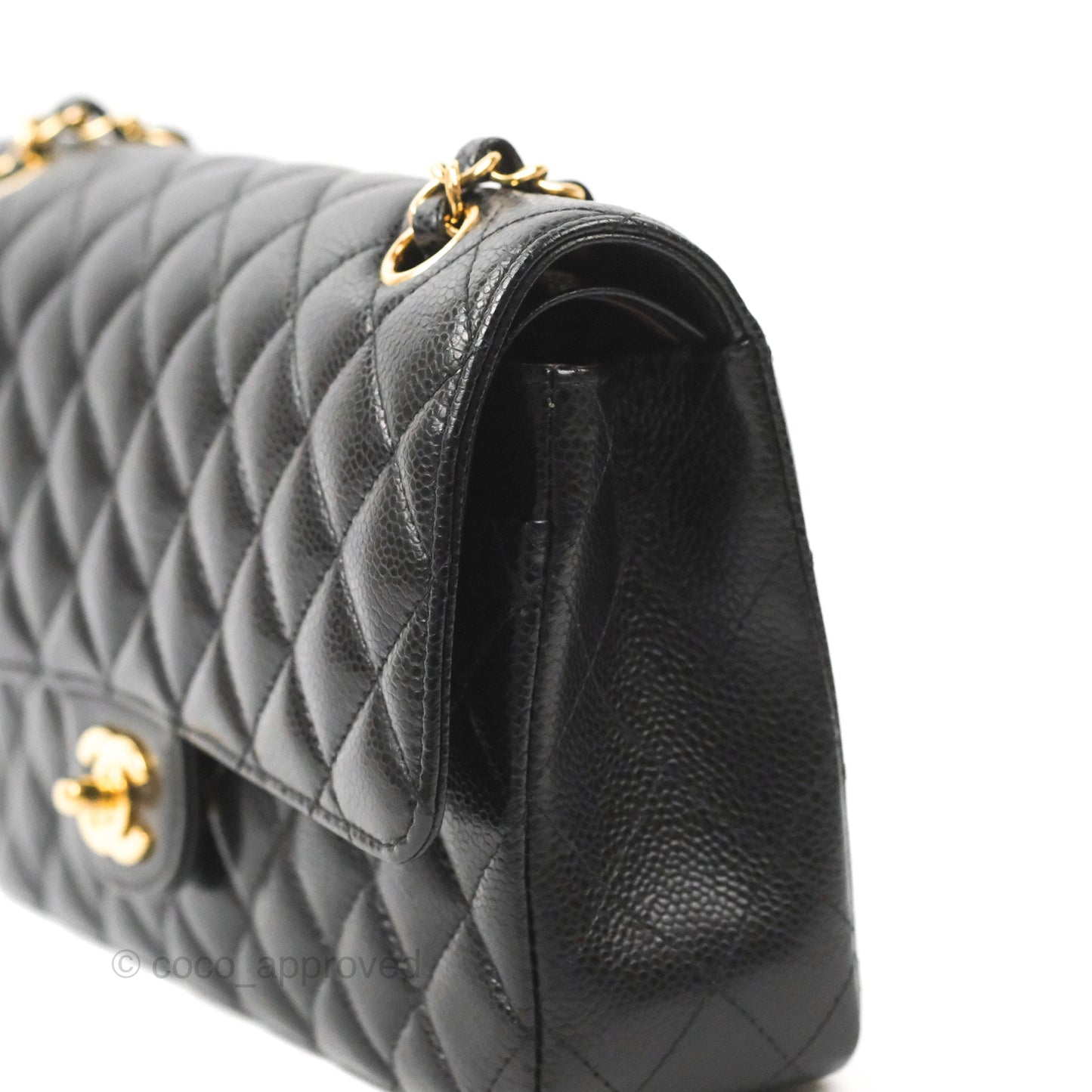 Chanel Classic M/L Medium Flap Quilted Black Caviar Gold Hardware