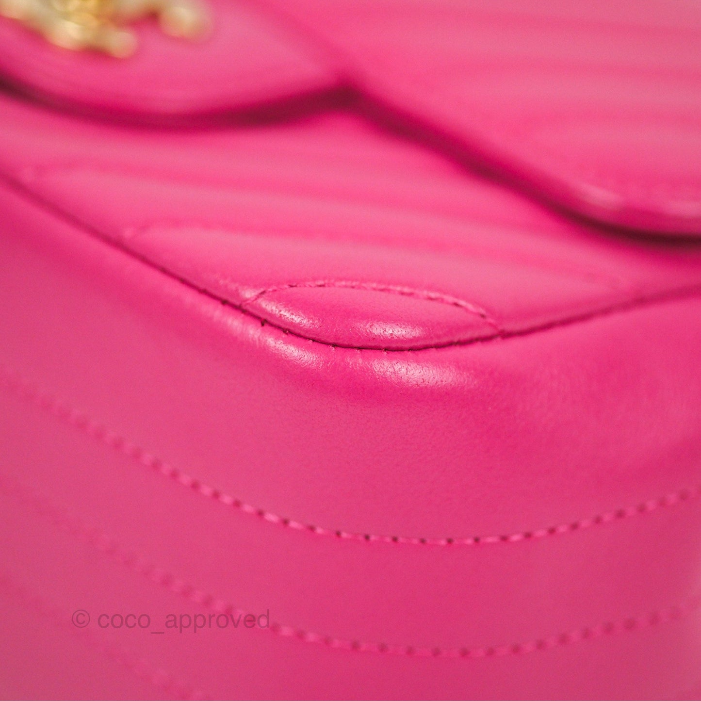 Chanel Chevron Mini Square Flap Pink Lambskin Gold Hardware